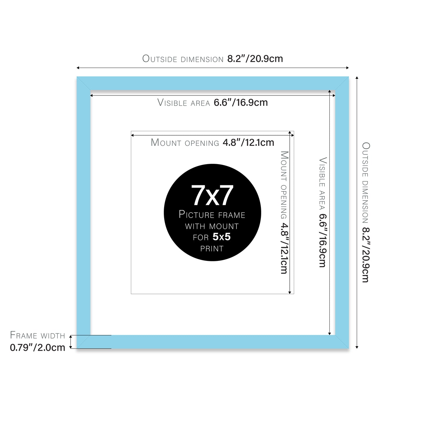 Light Blue Picture Frame 20mm Edge