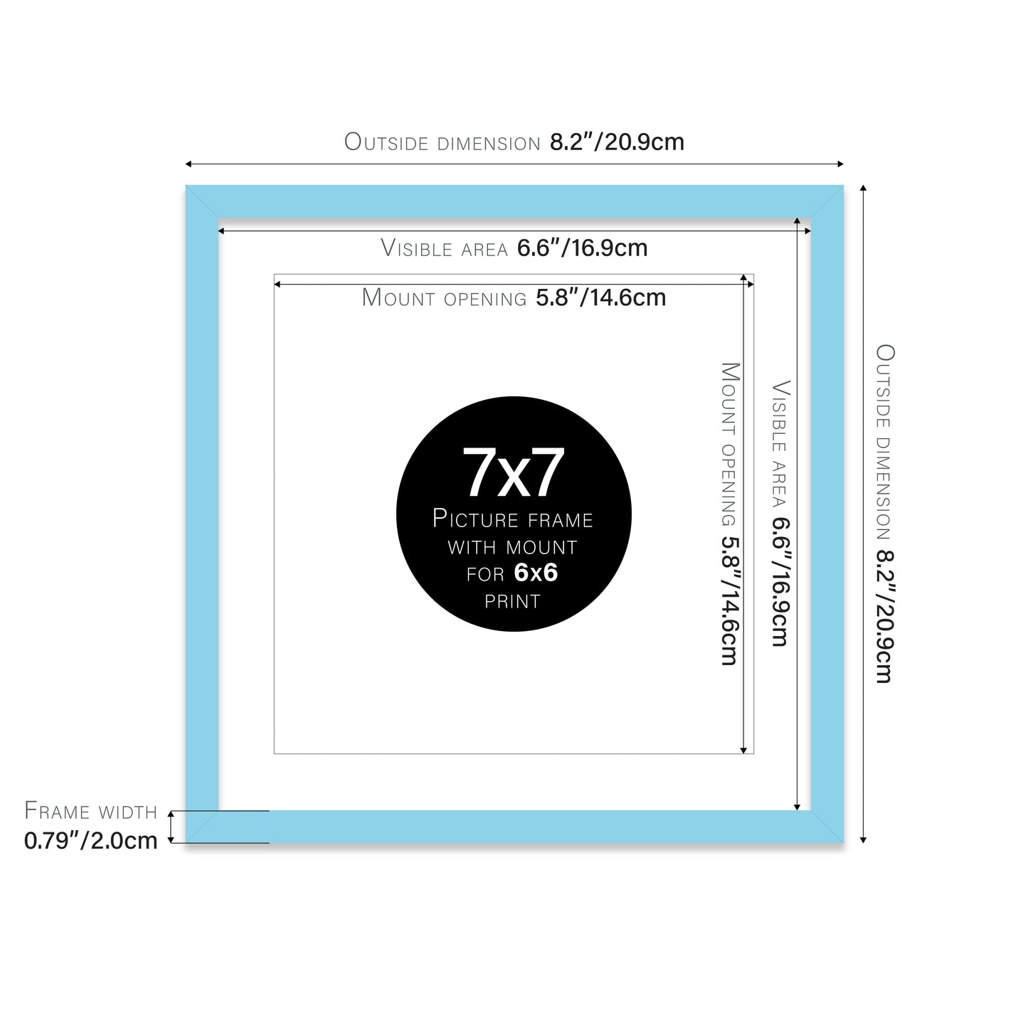 Light Blue Picture Frame 20mm Edge