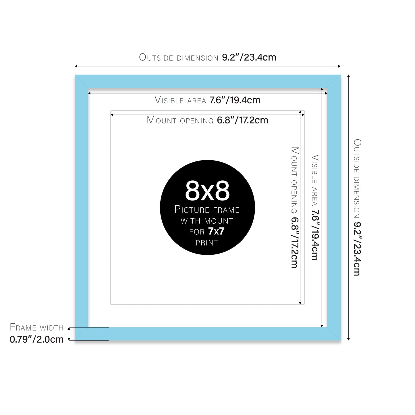 Light Blue Picture Frame 20mm Edge