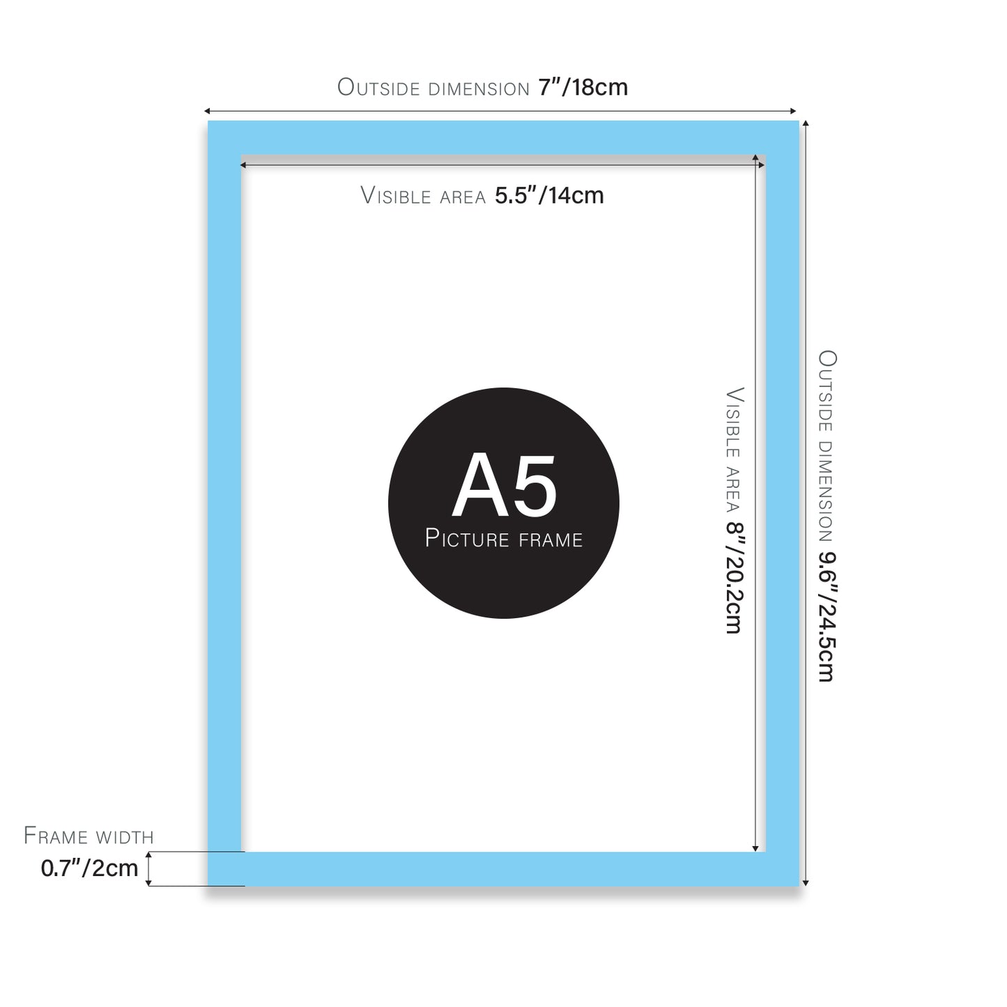 Light Blue A5 bulk photo frames