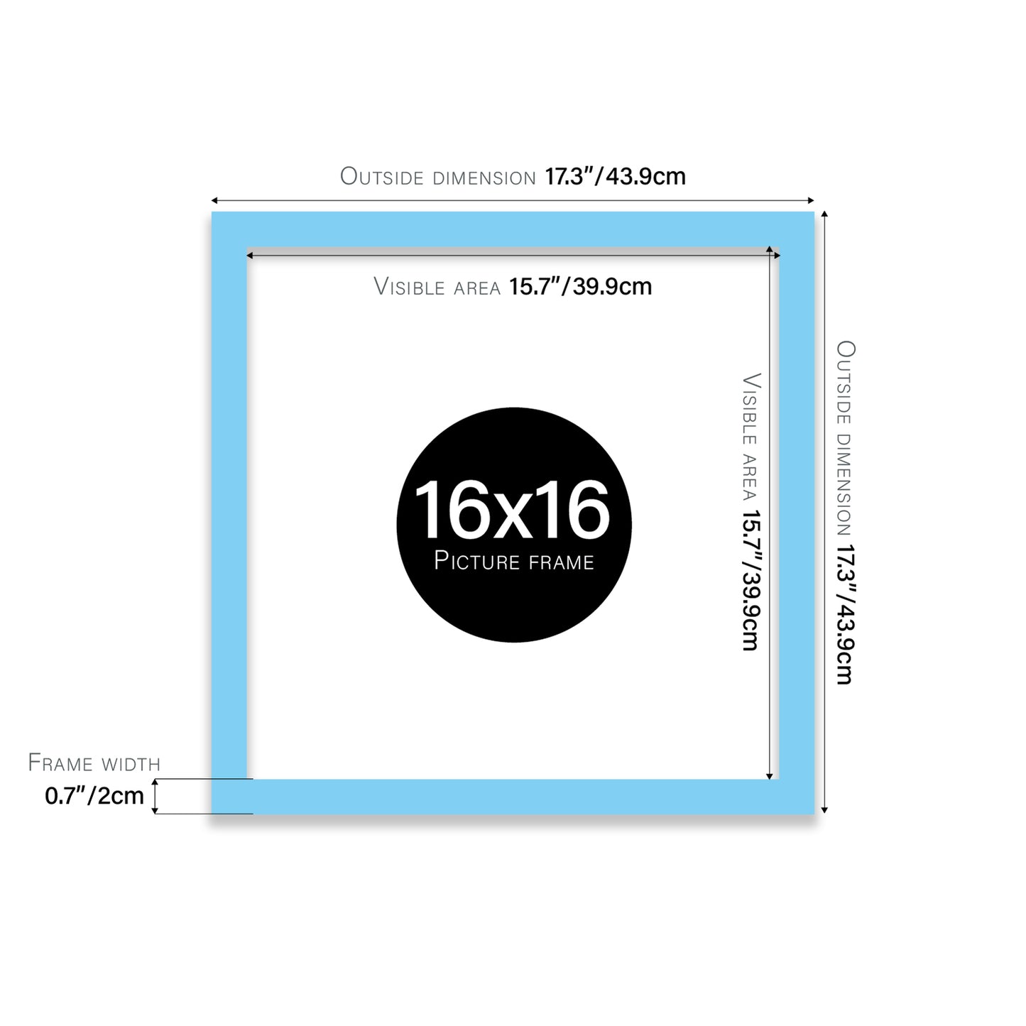 Light Blue 16x16" bulk photo frames