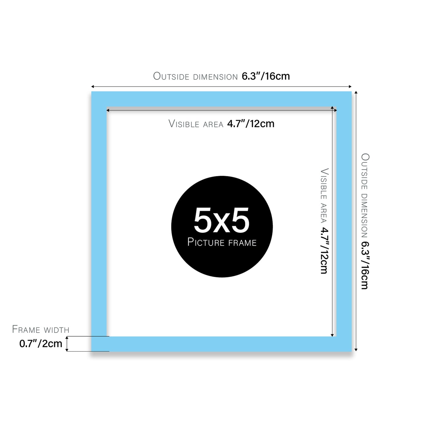 Light Blue 5x5" picture frame for stores