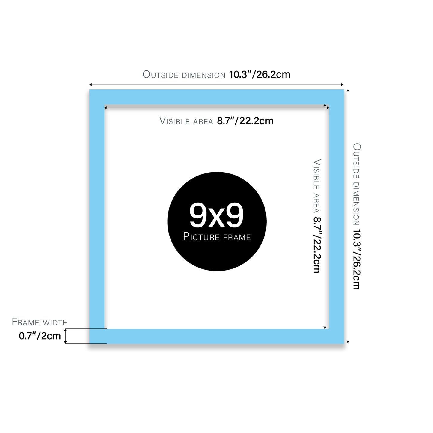 Light Blue 9x9" affordable wholesale frames for wall art