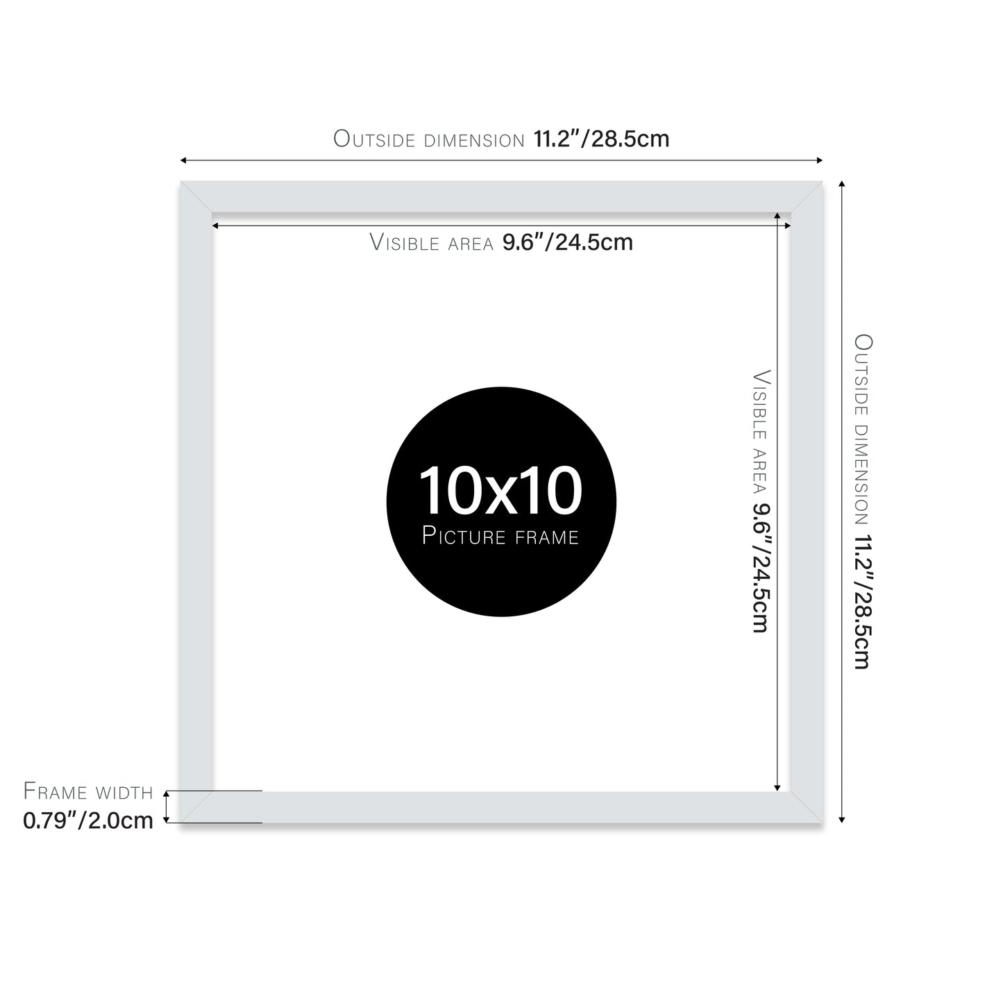 Light Grey 10x10" picture frame direct from manufacturer