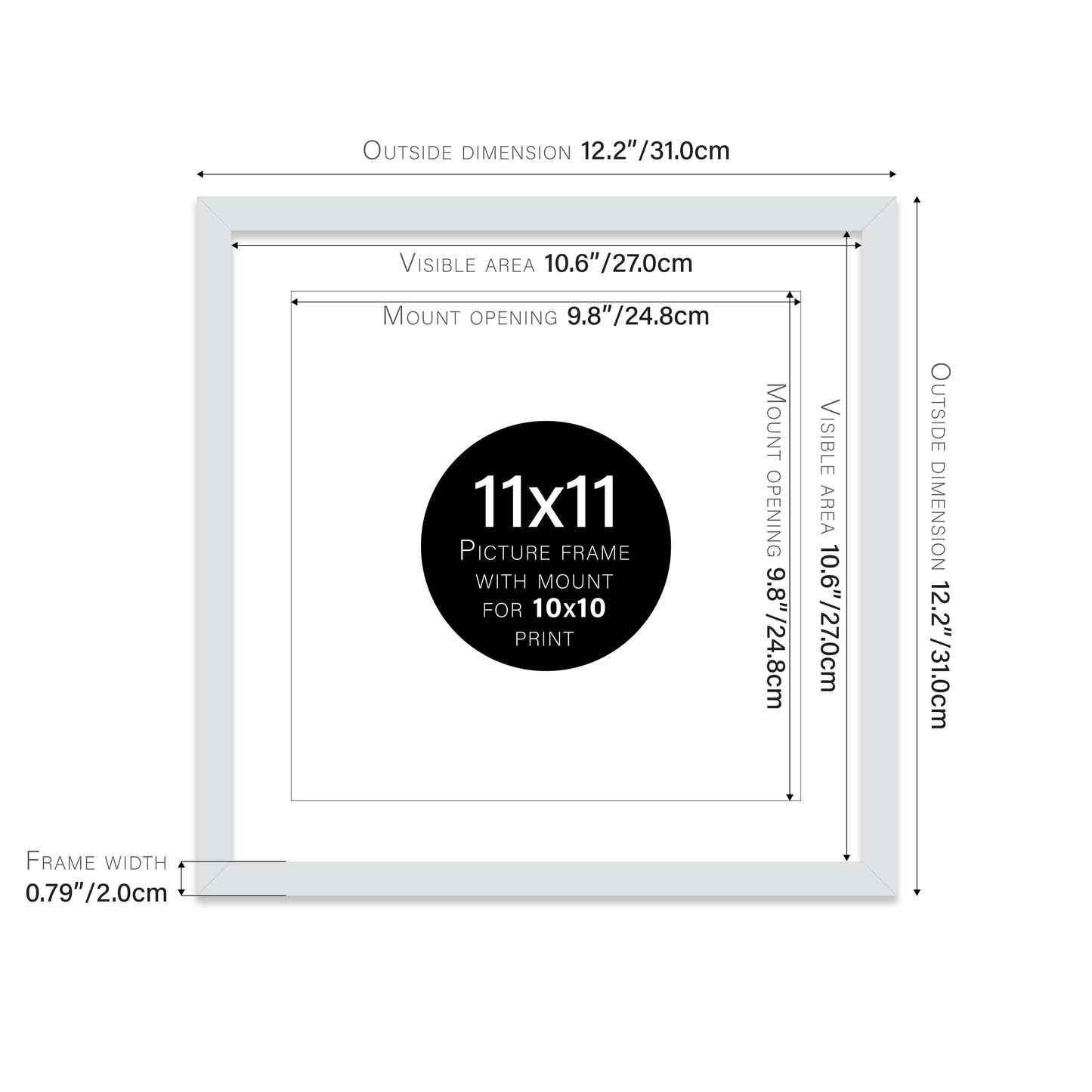 Light Grey Picture Frame 20mm Edge