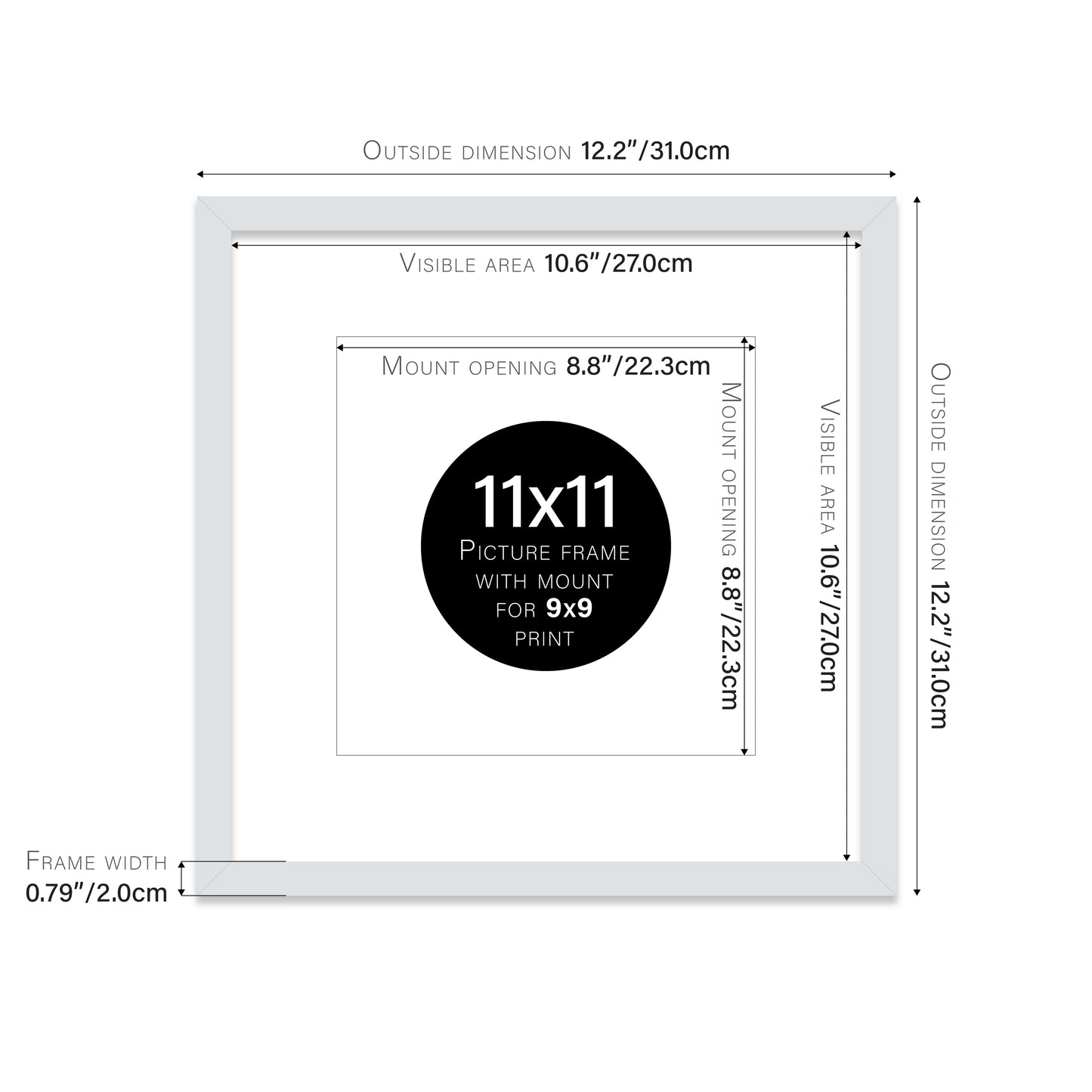 Light Grey Picture Frame 20mm Edge