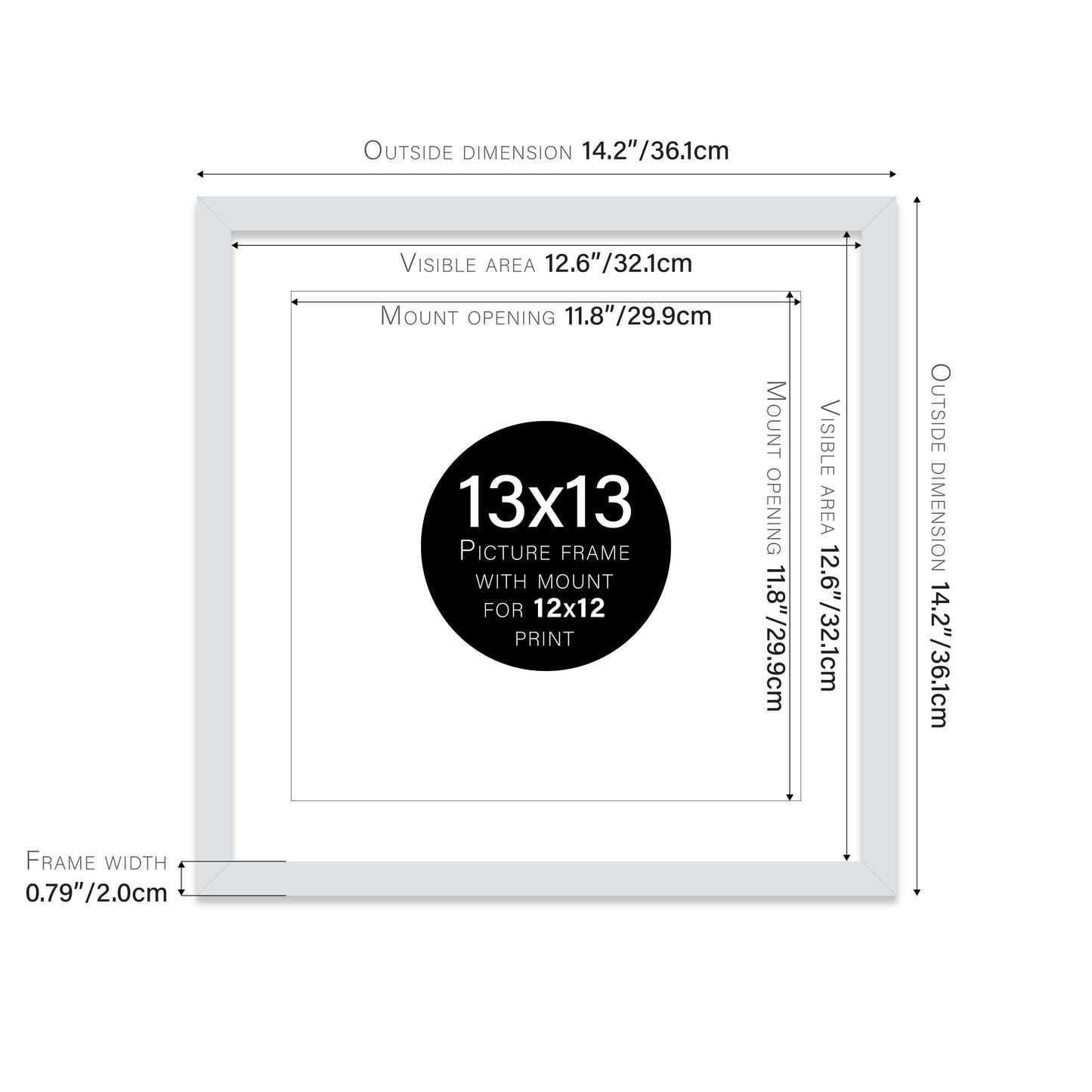 Light Grey Picture Frame 20mm Edge
