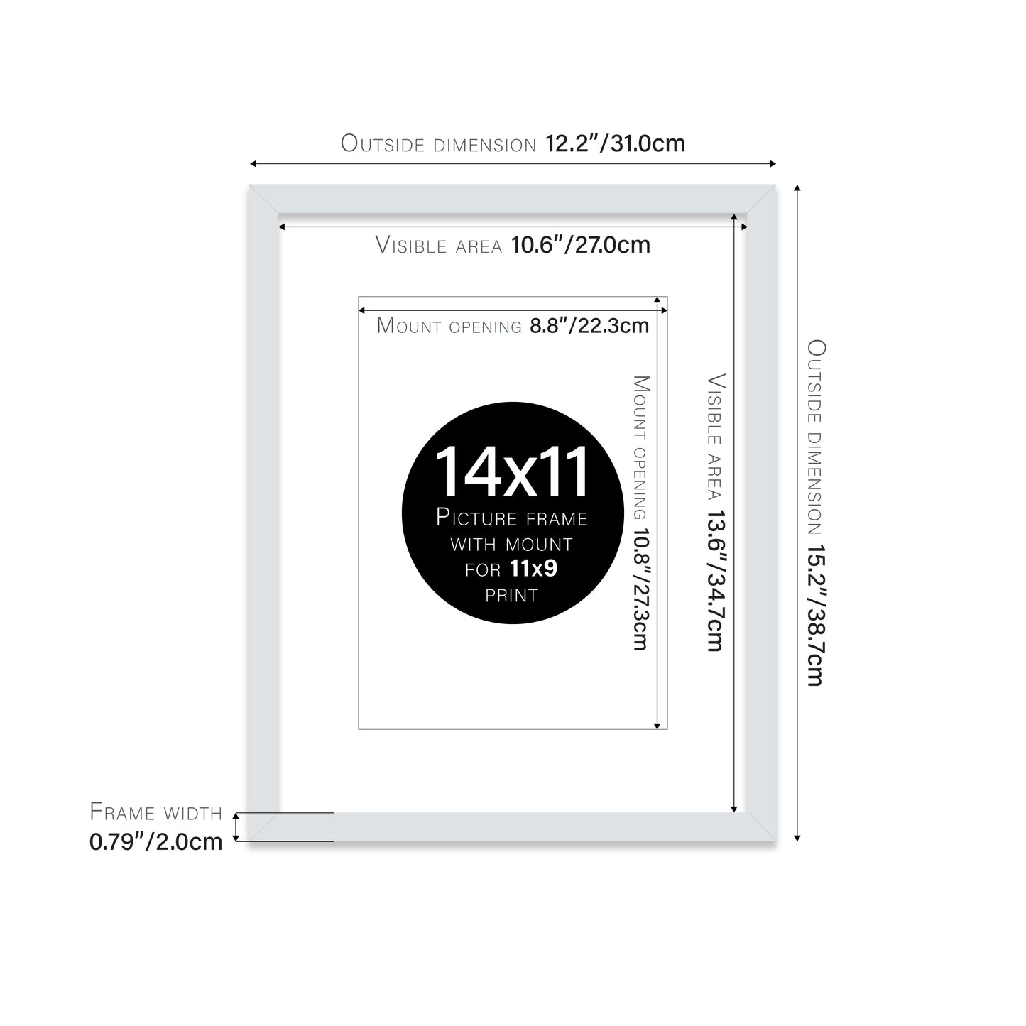Light Grey Picture Frame 20mm Edge