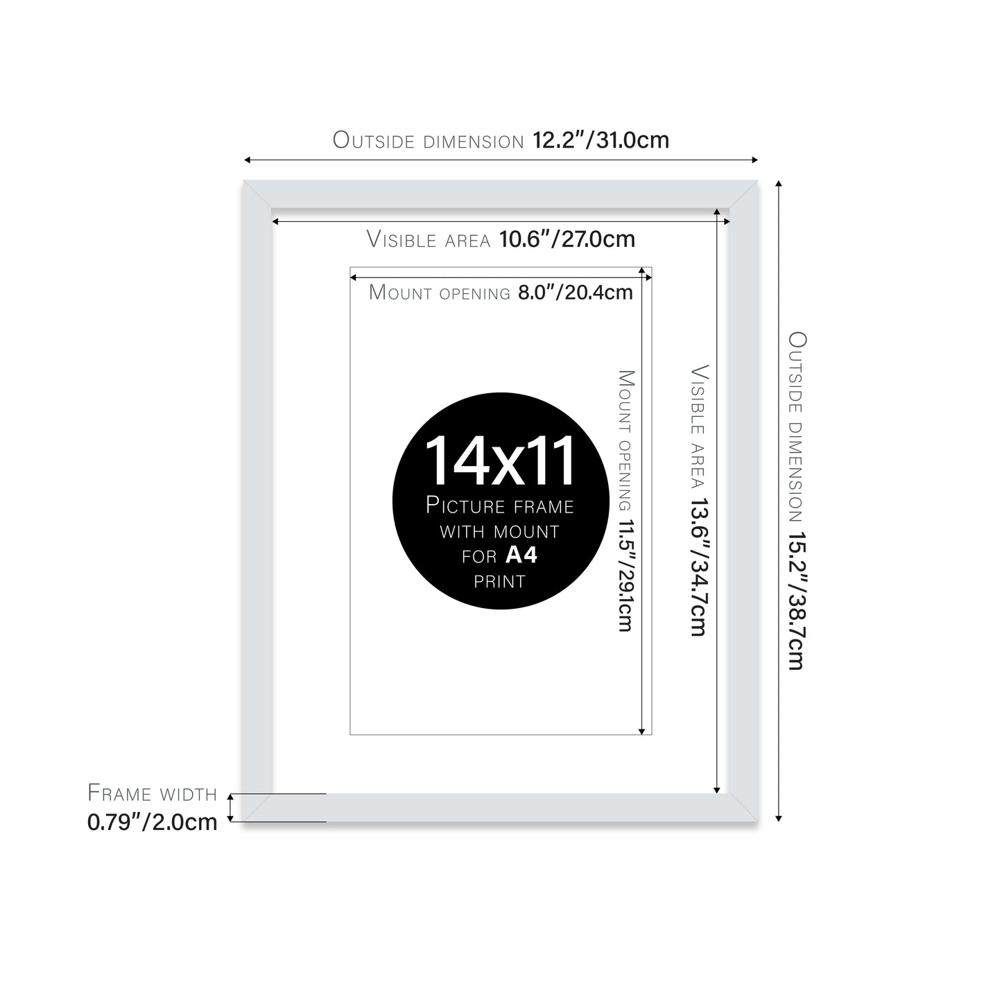 Light Grey Picture Frame 20mm Edge