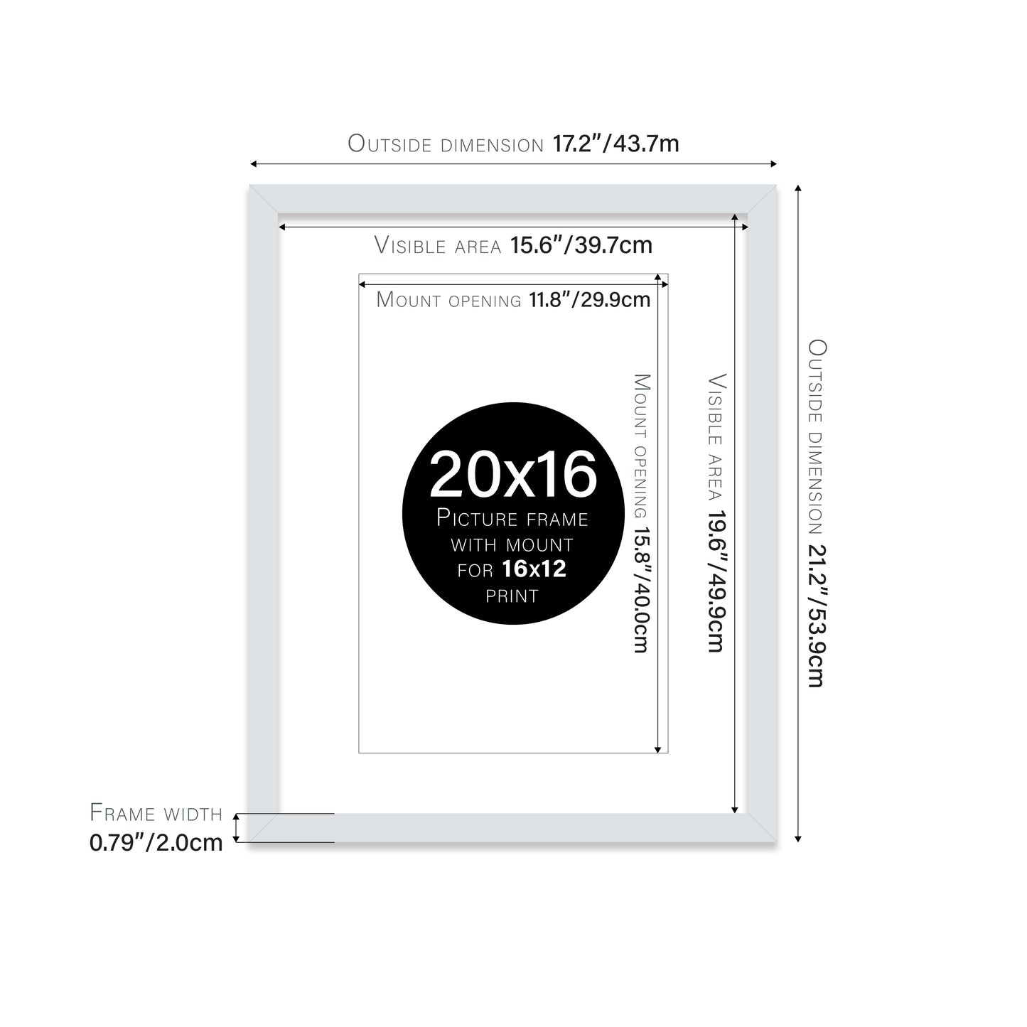 Light Grey Picture Frame 20mm Edge