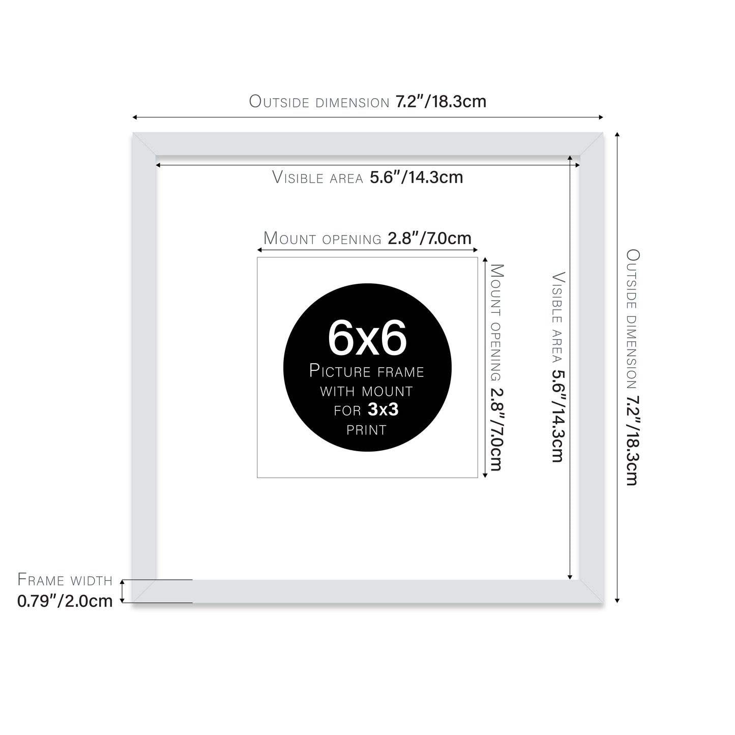 Light Grey Picture Frame 20mm Edge