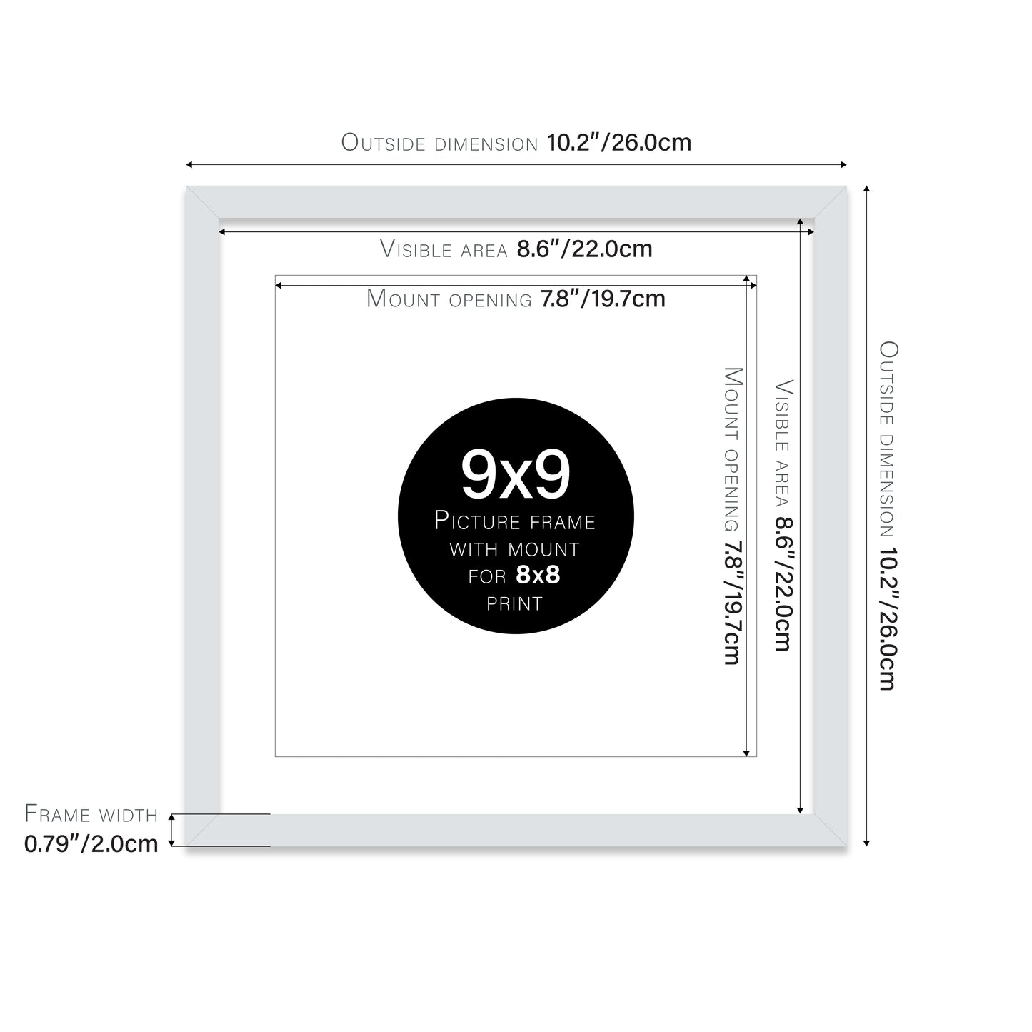 Light Grey Picture Frame 20mm Edge