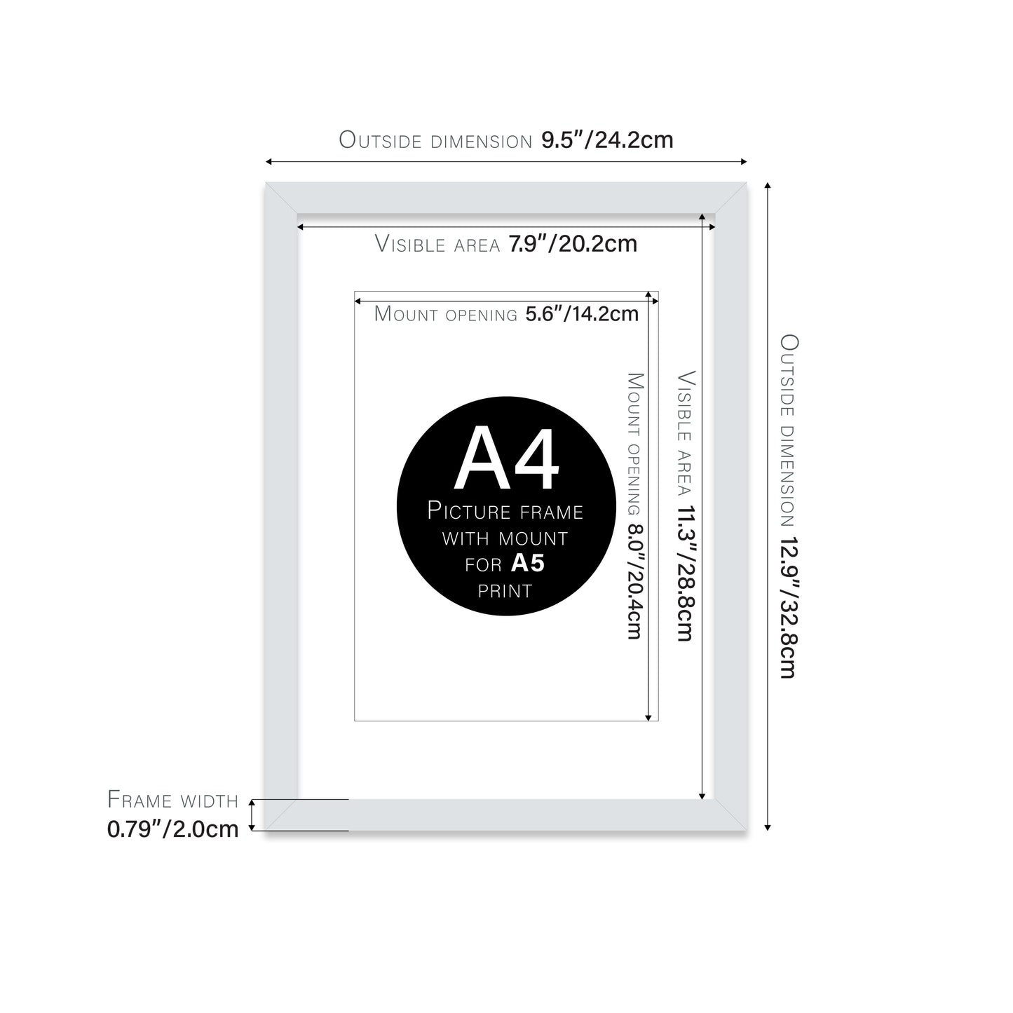 Light Grey Picture Frame 20mm Edge