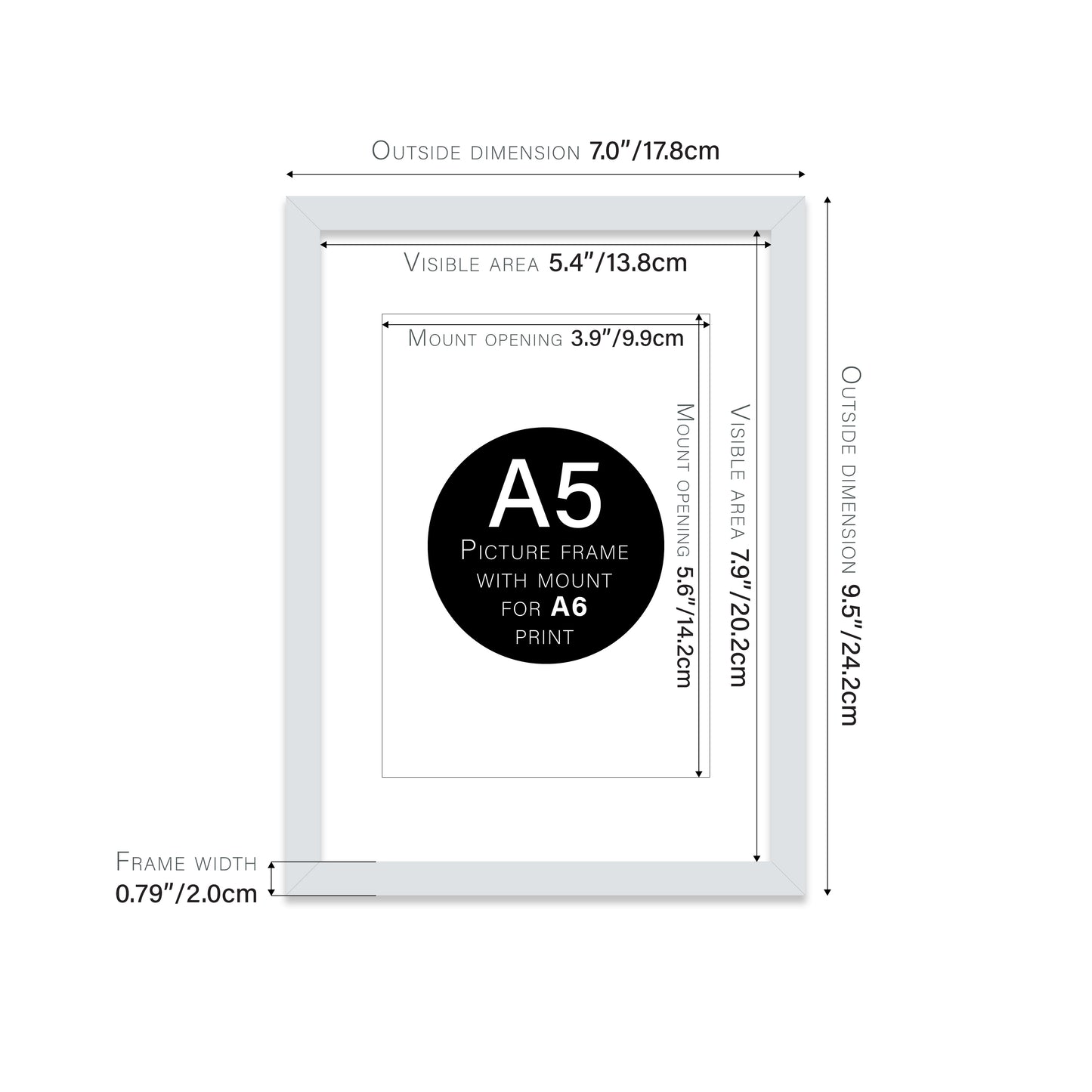 Light Grey Picture Frame 20mm Edge