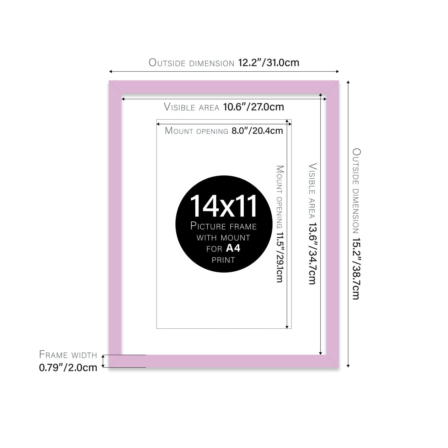 Lilac Picture Frame 20mm Edge