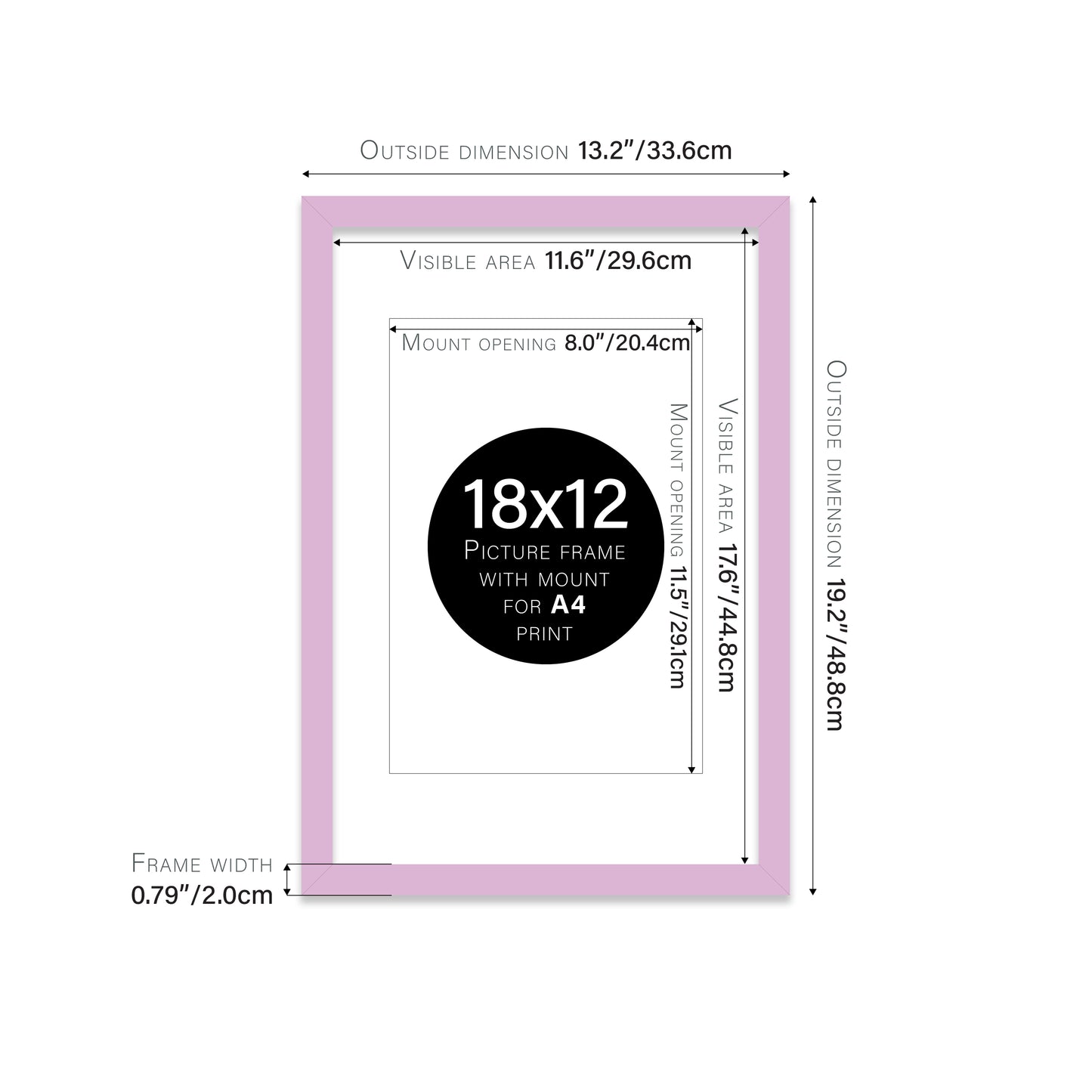 Lilac Picture Frame 20mm Edge