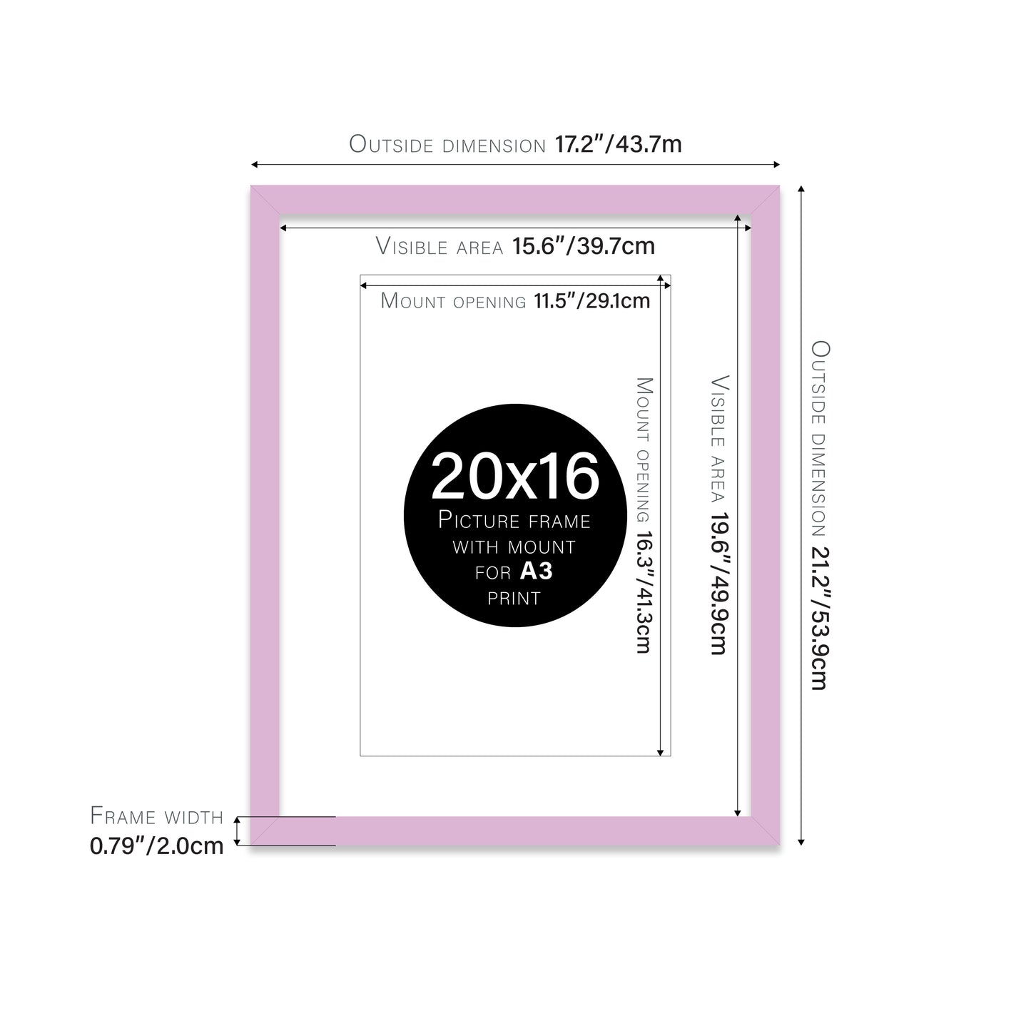 Lilac Picture Frame 20mm Edge