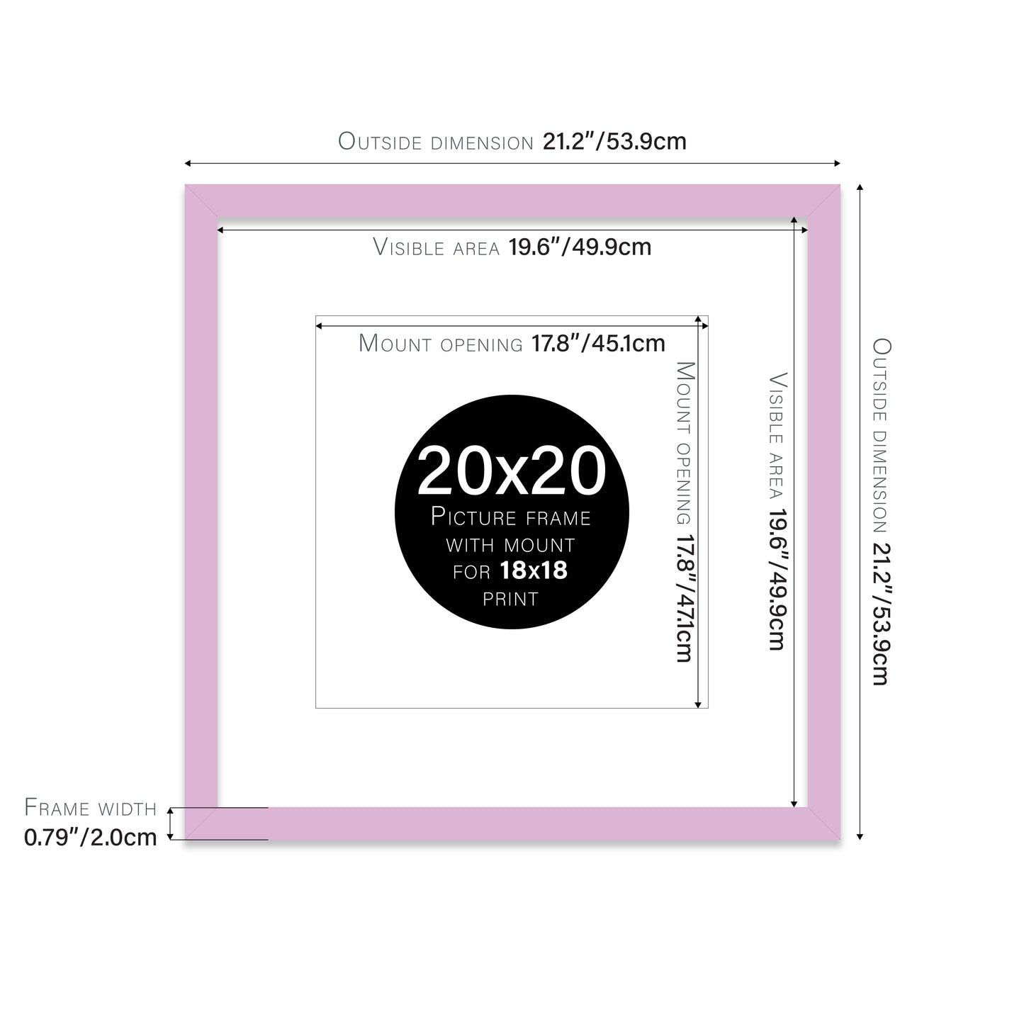 Lilac Picture Frame 20mm Edge