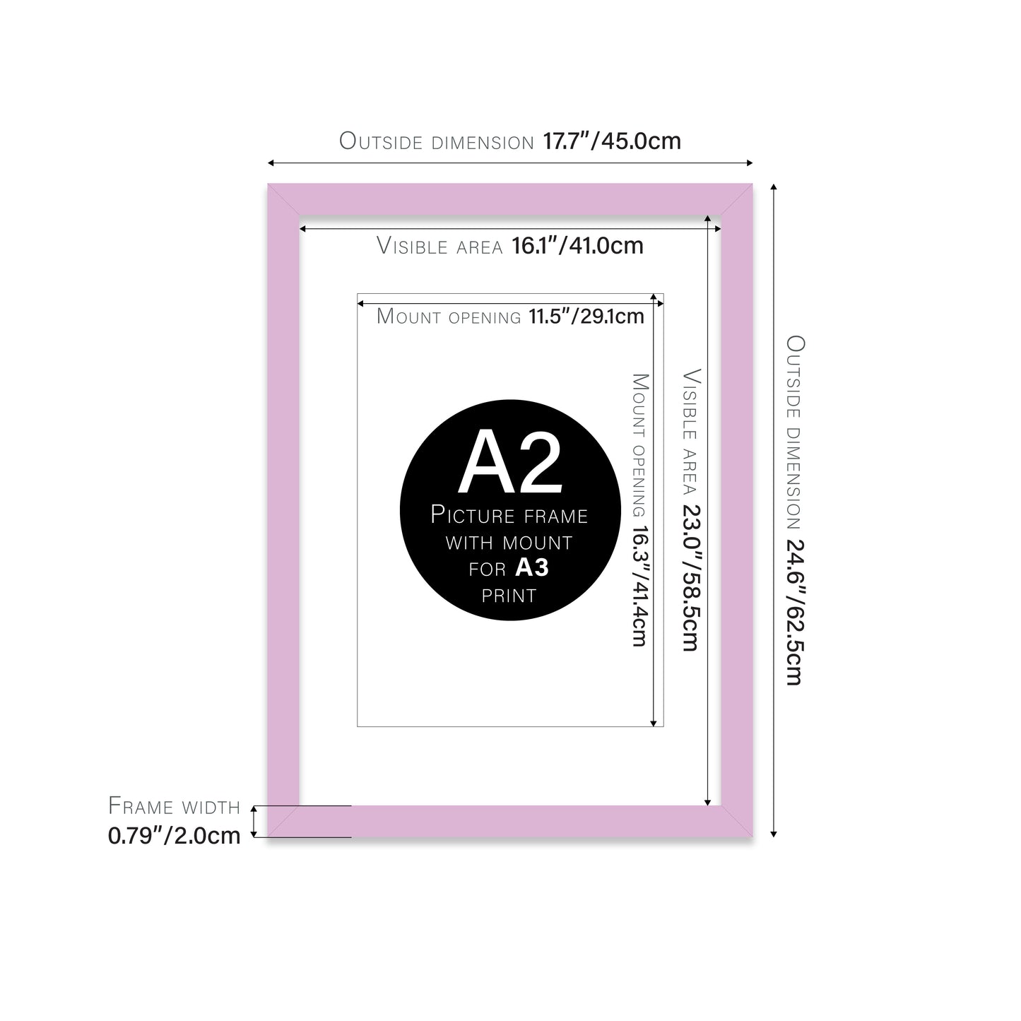 Lilac Picture Frame 20mm Edge