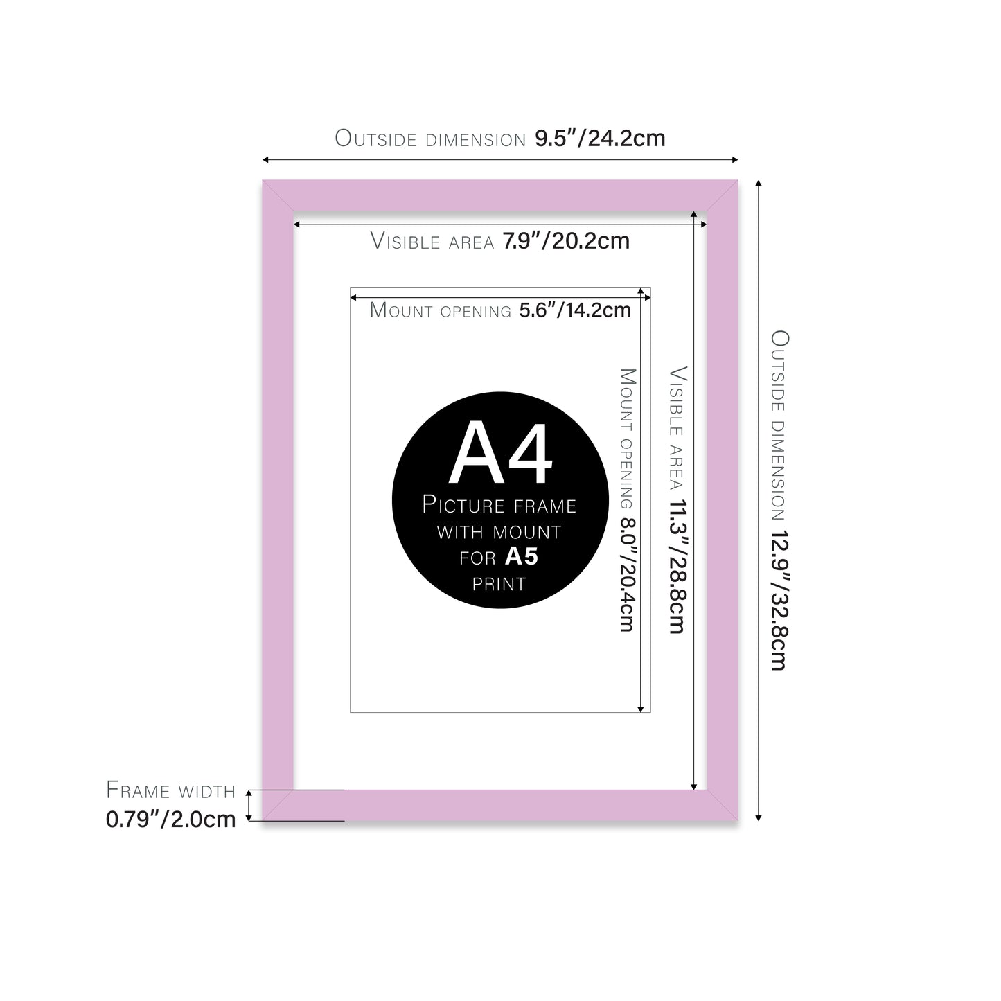 Lilac Picture Frame 20mm Edge