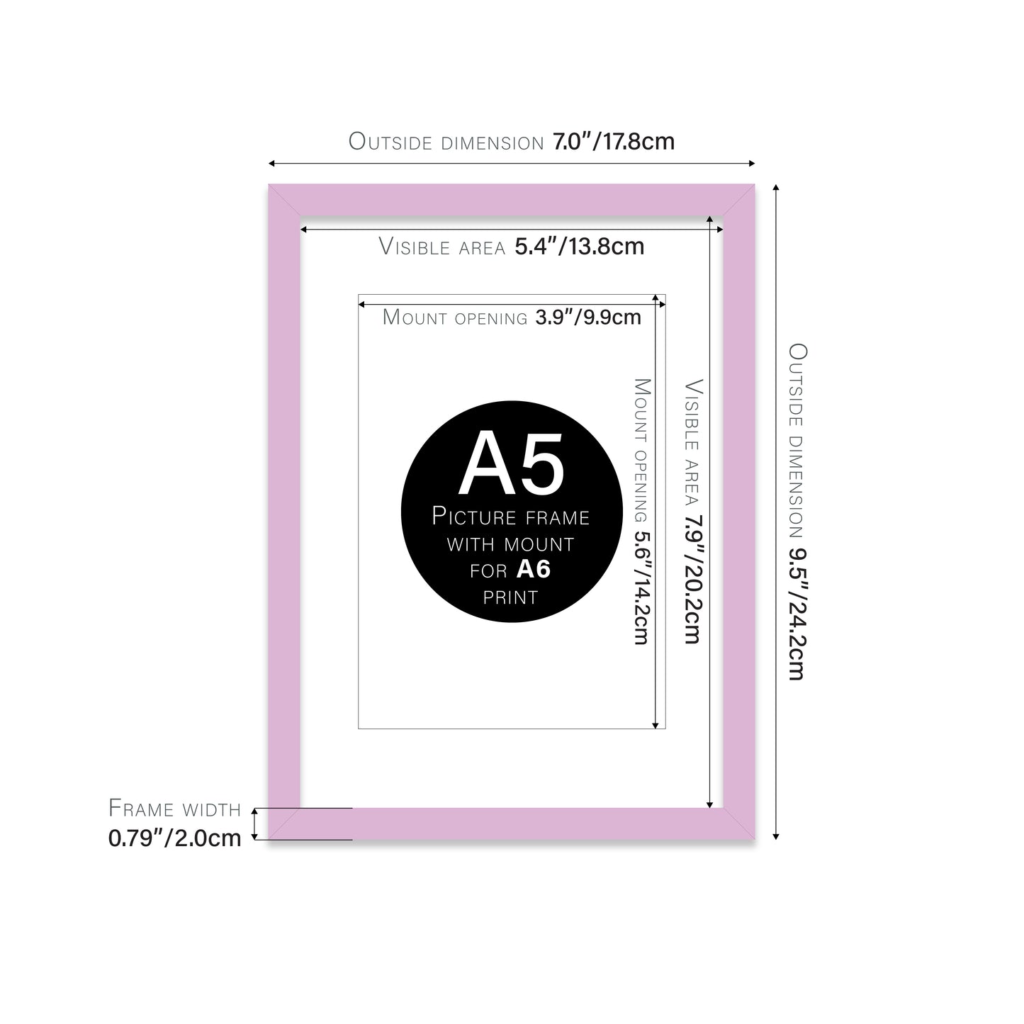Lilac Picture Frame 20mm Edge