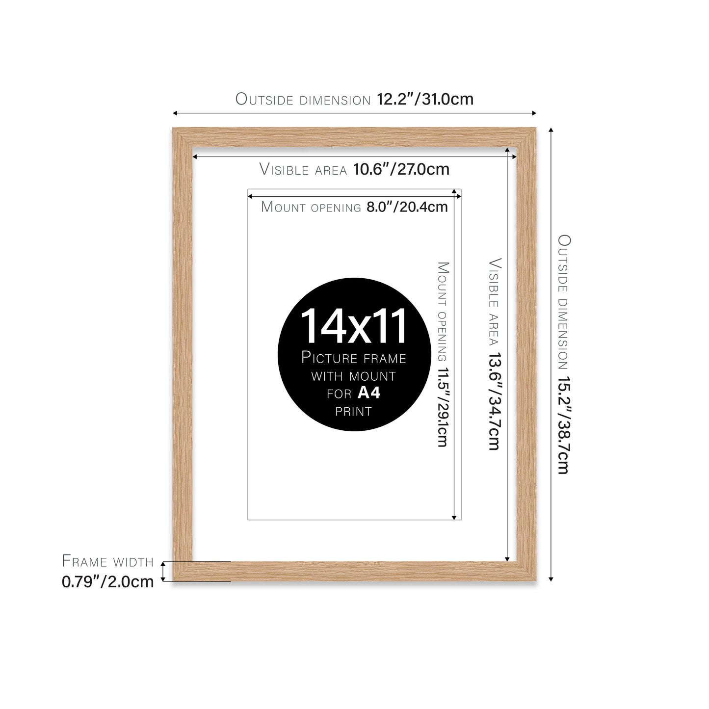 Oak Picture Frame 20mm Edge