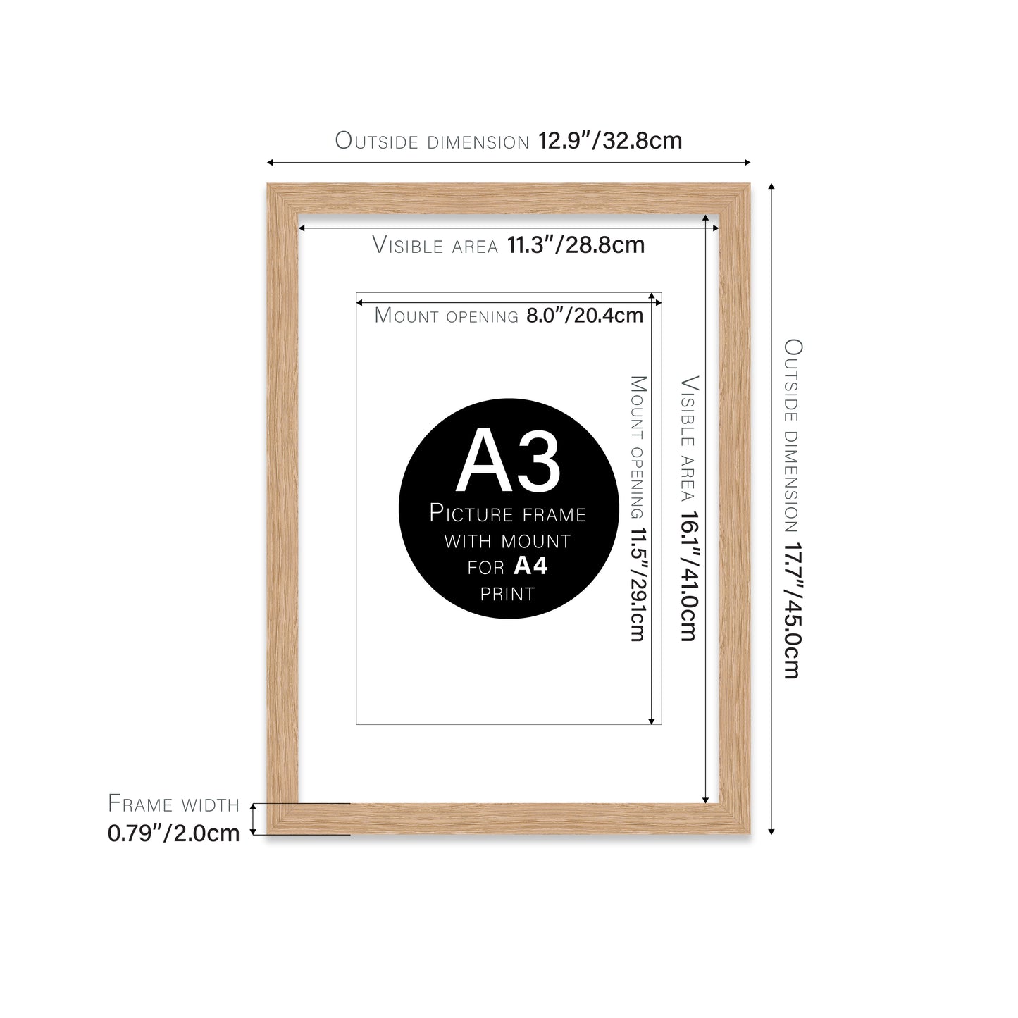 Oak Picture Frame 20mm Edge