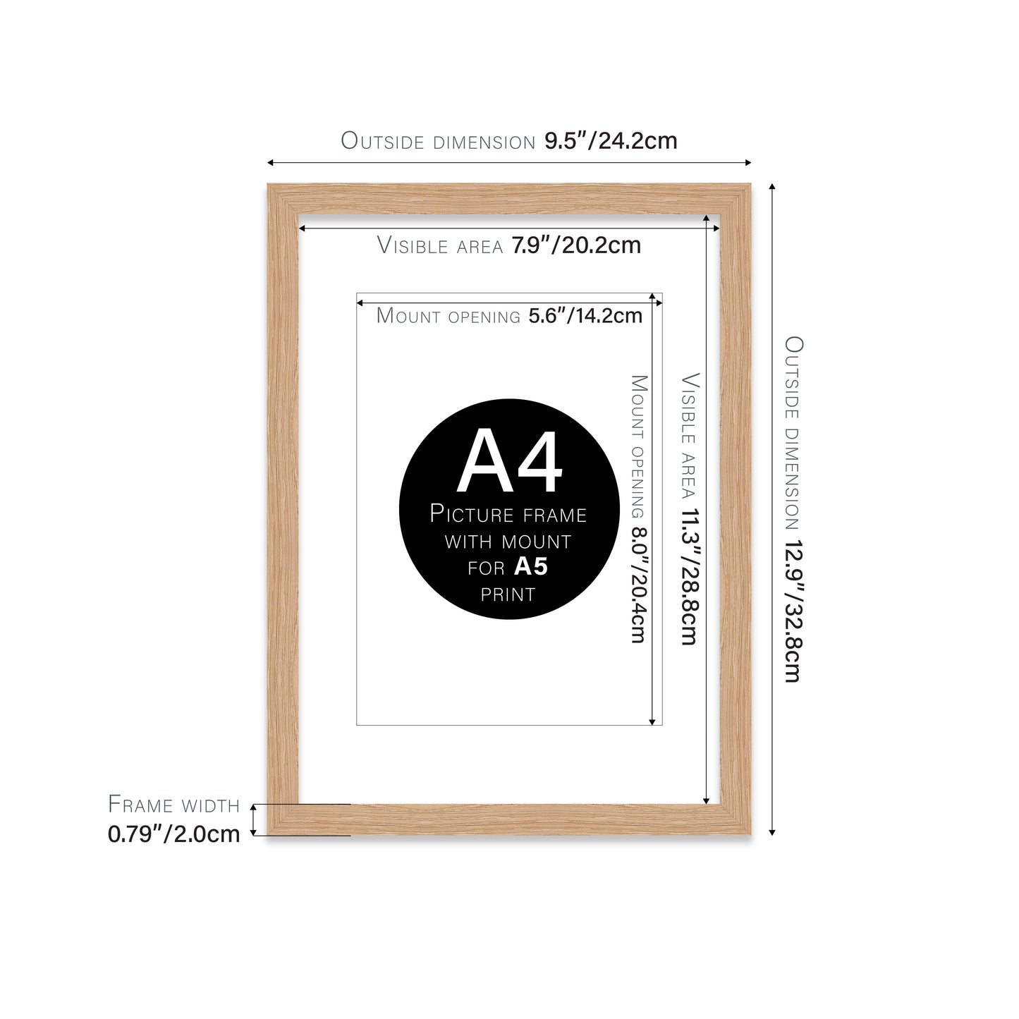 Oak Picture Frame 20mm Edge