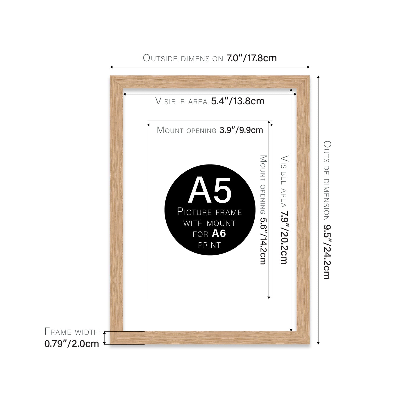 Oak Picture Frame 20mm Edge