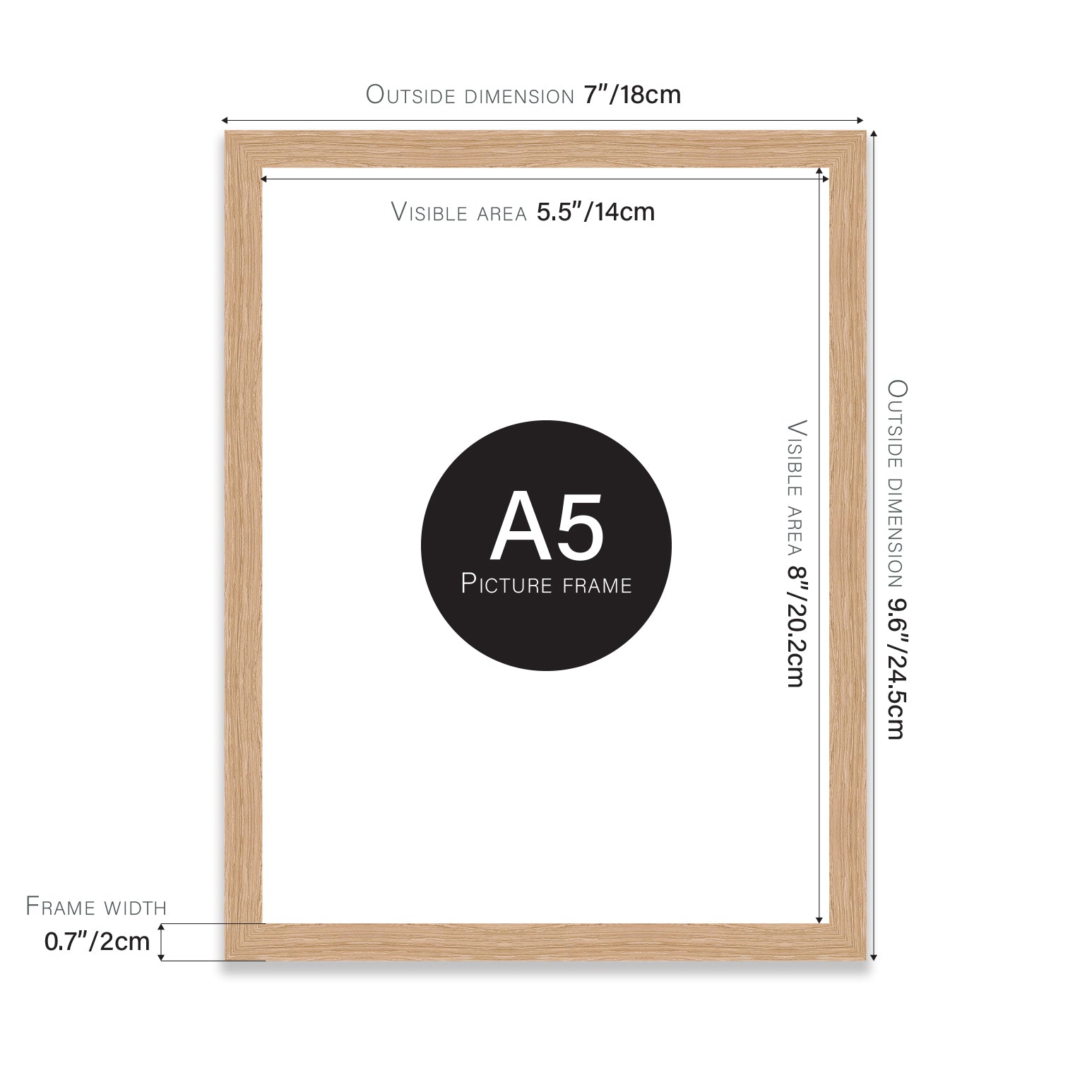 Oak A5 bulk photo frames