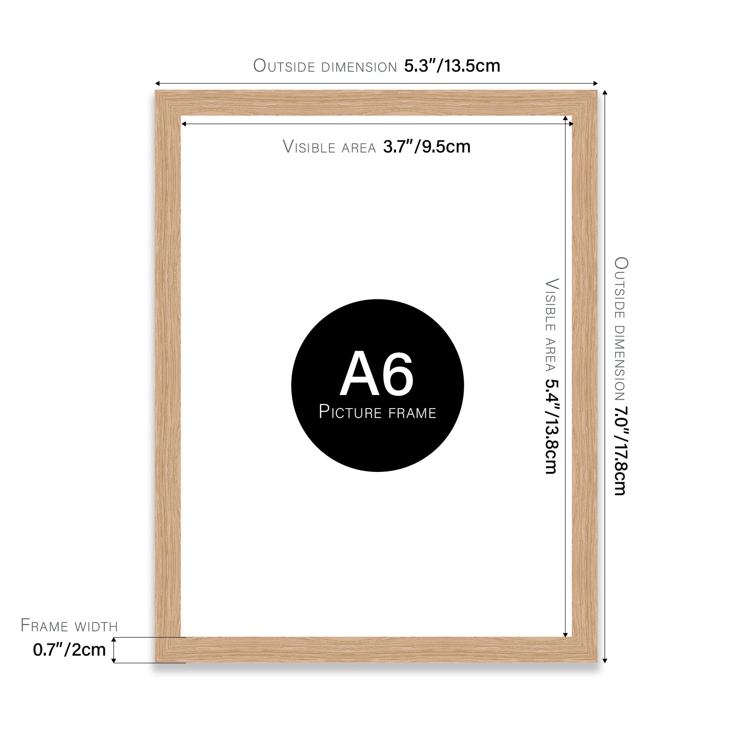 Oak A6 Picture Frame b2b