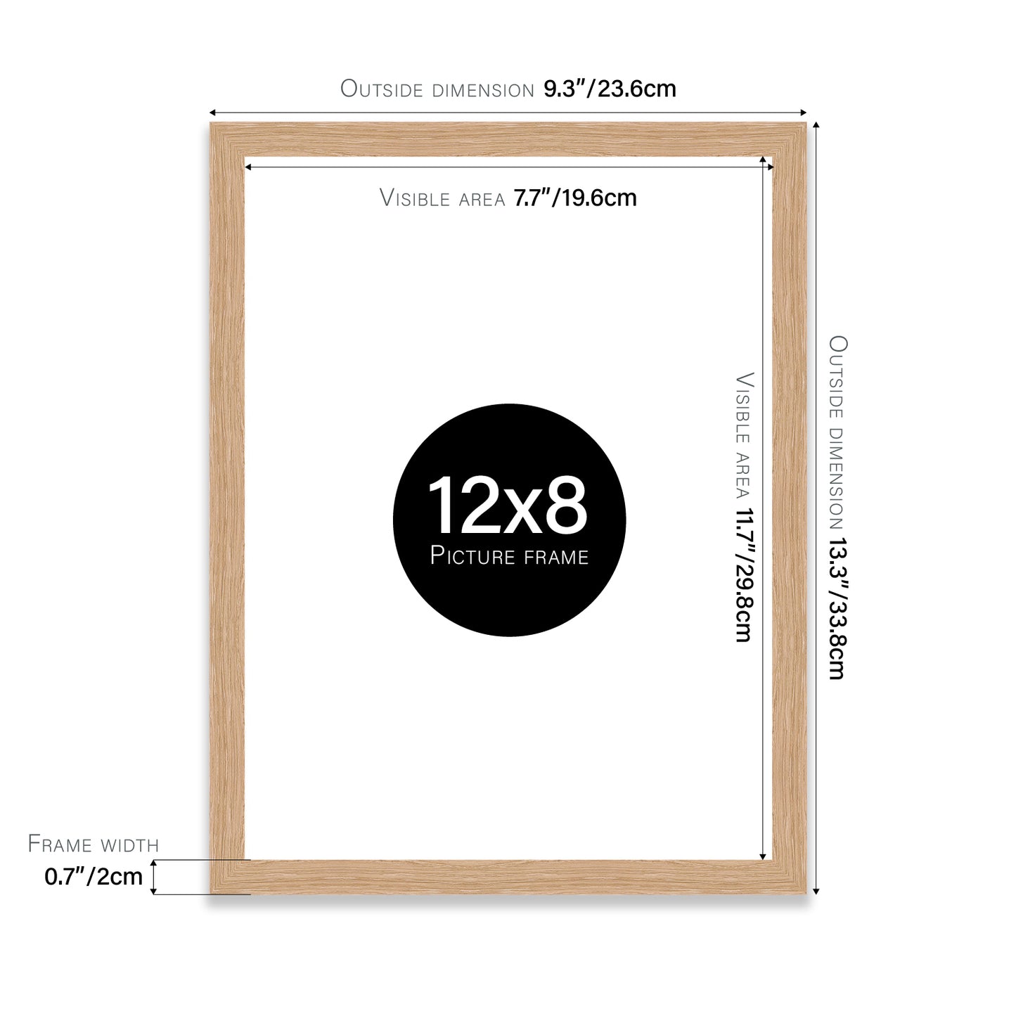 Oak 12x8" picture frame direct from manufacturer