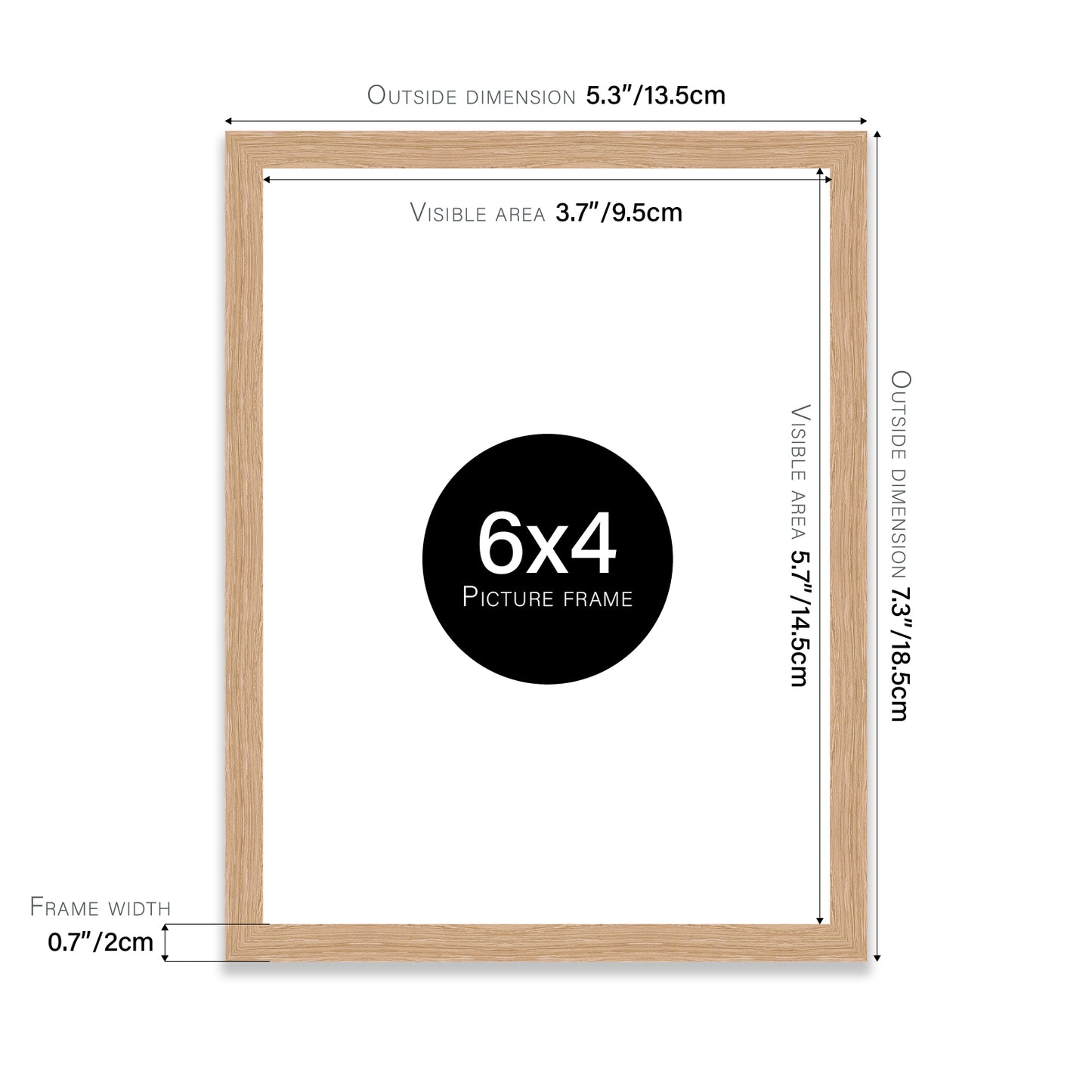 Oak 6x4" picture frame for stores