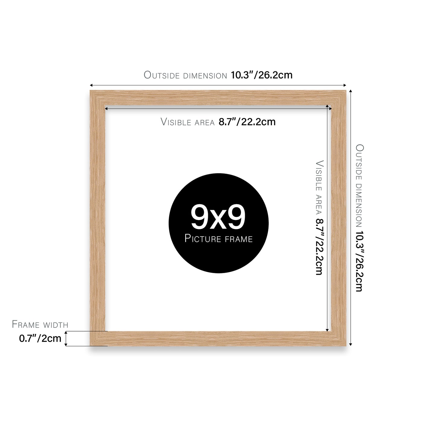 Oak 9x9" affordable wholesale frames for wall art
