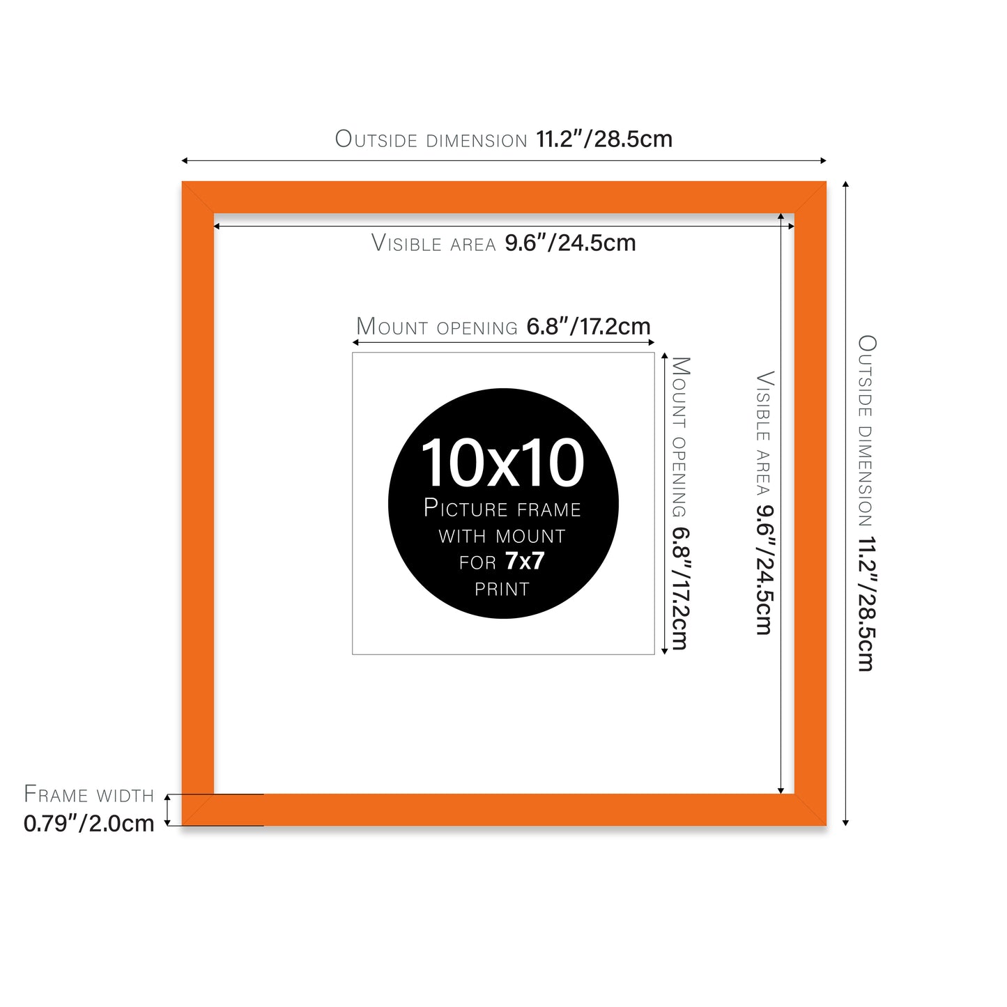Orange Picture Frame 20mm Edge