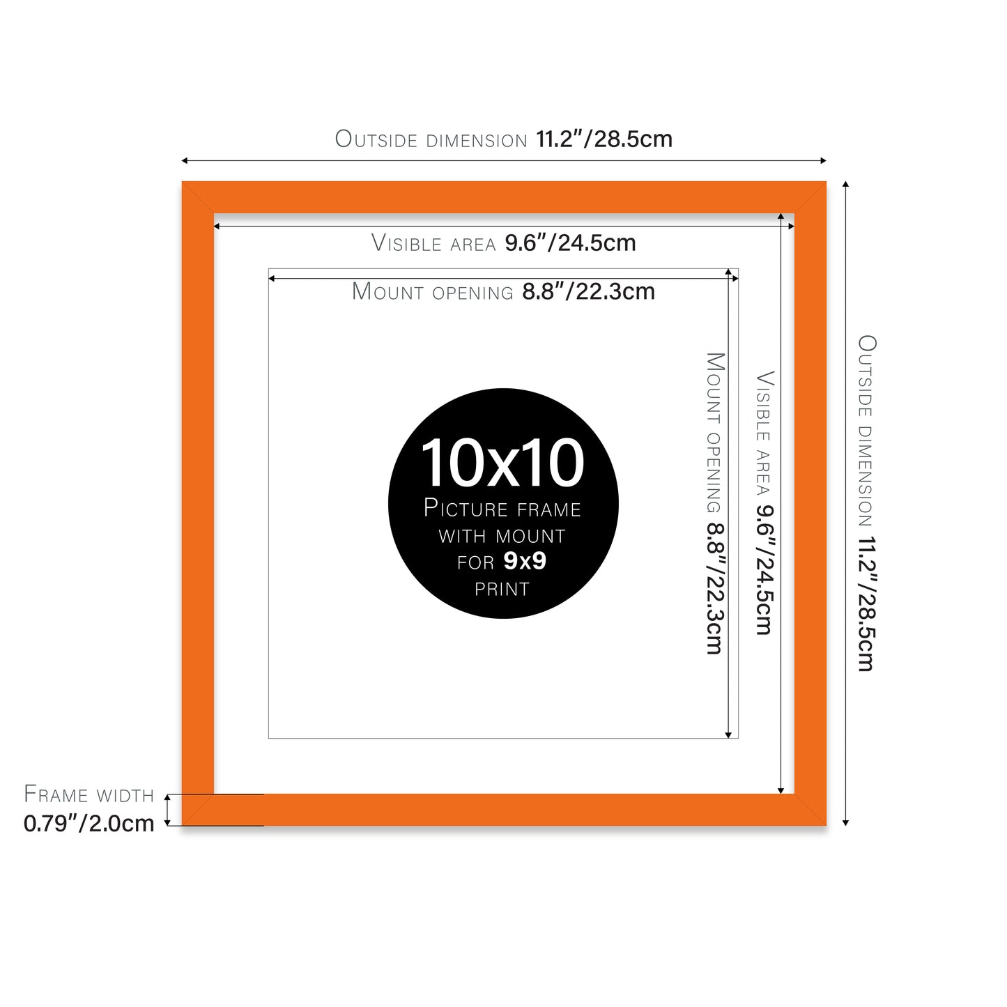 Orange Picture Frame 20mm Edge
