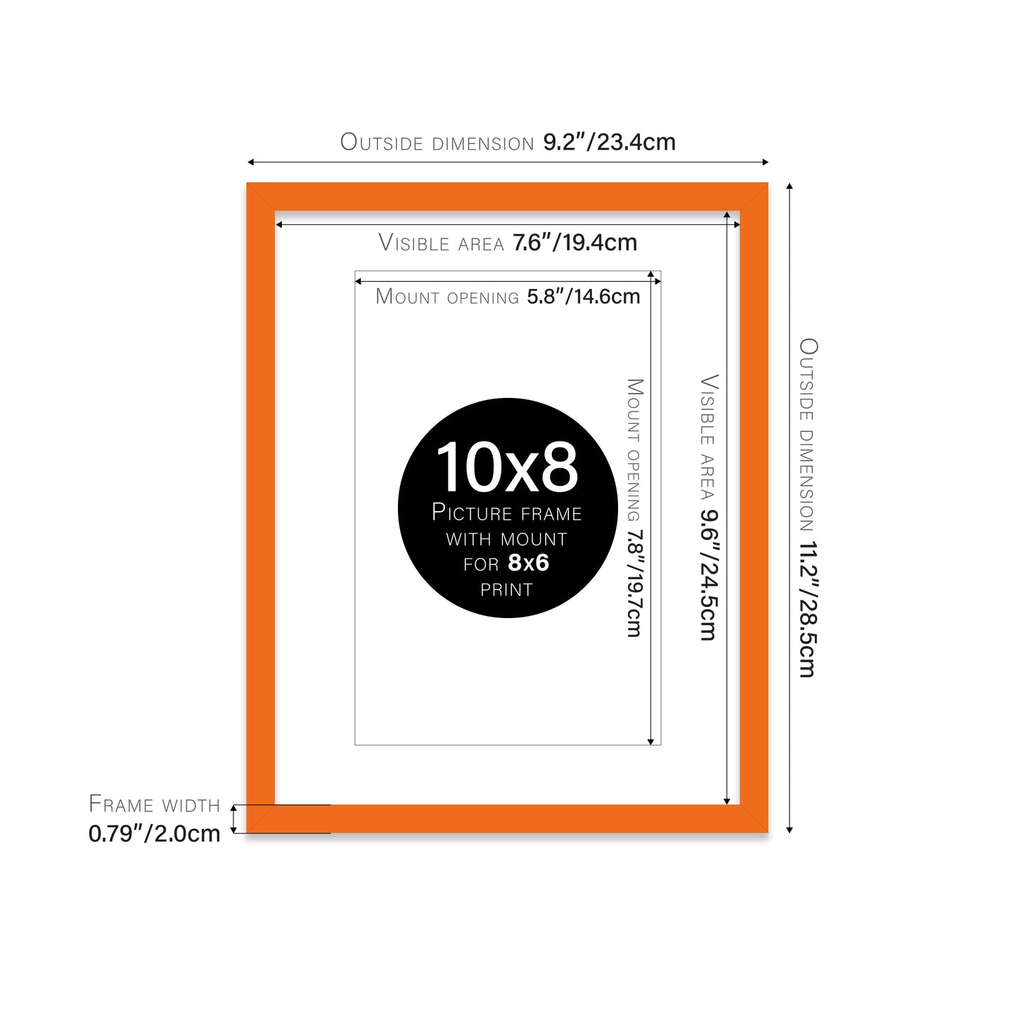 Orange Picture Frame 20mm Edge