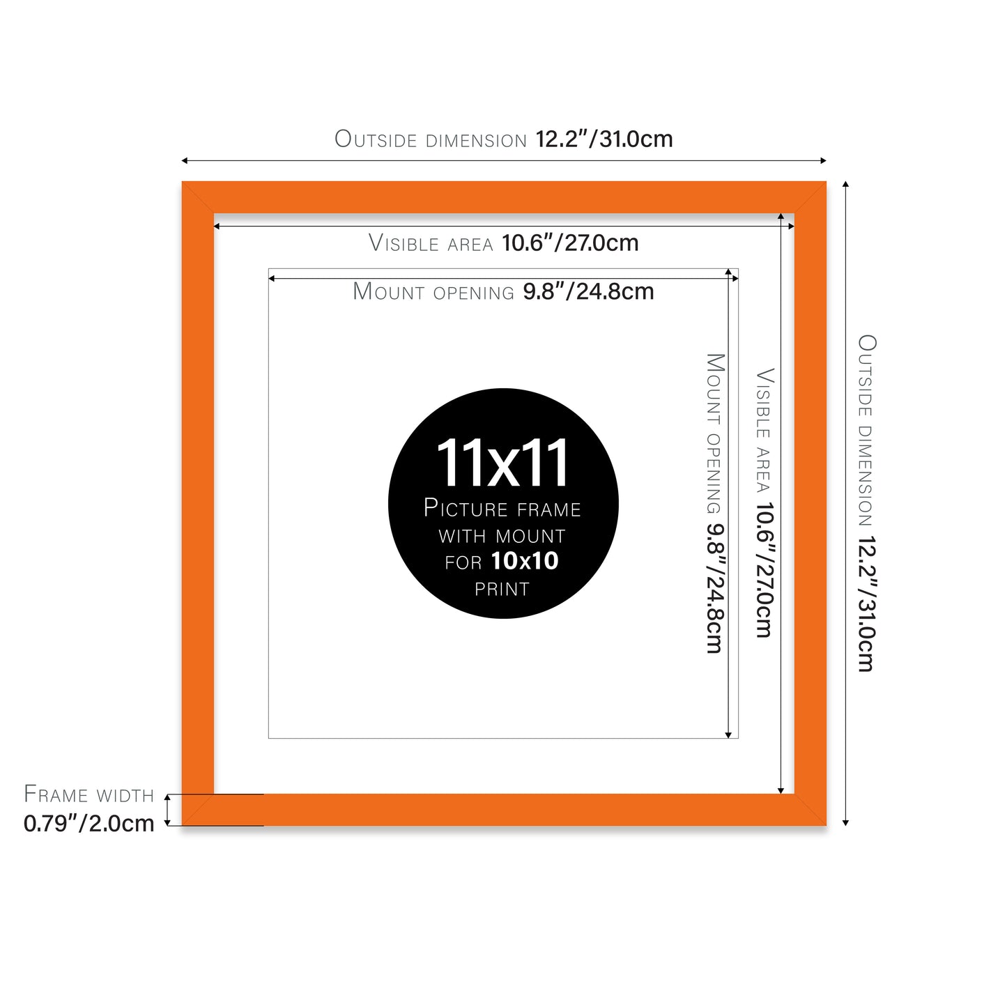 Orange Picture Frame 20mm Edge