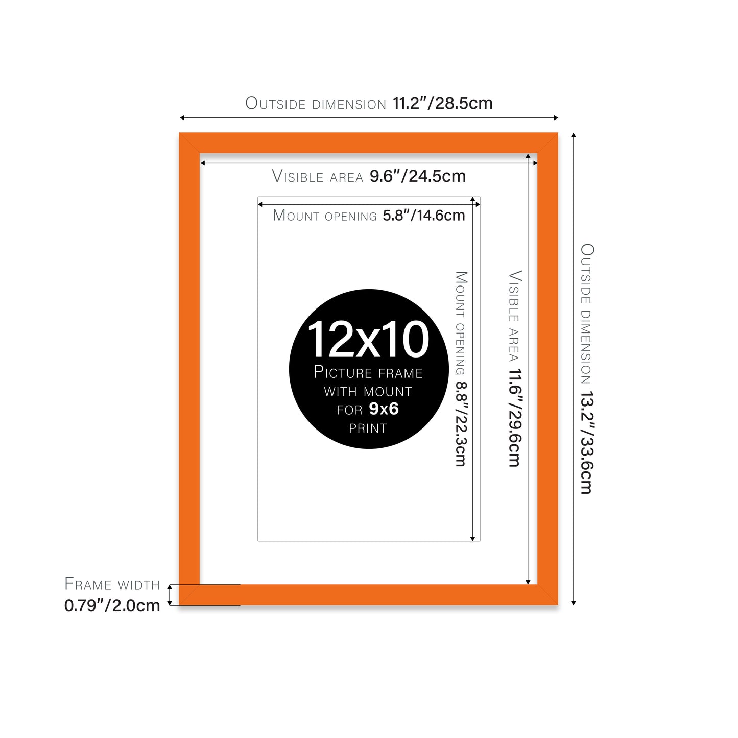 Orange Picture Frame 20mm Edge