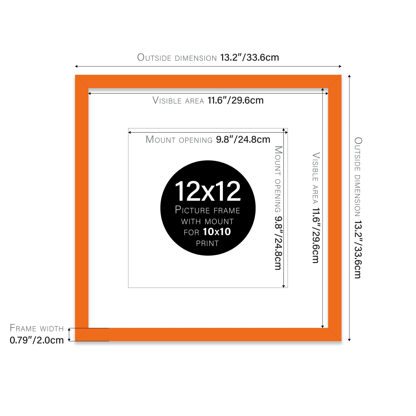 Orange Picture Frame 20mm Edge