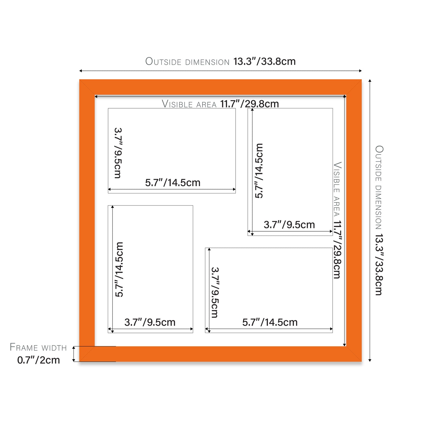 Orange Picture Frame 20mm Edge
