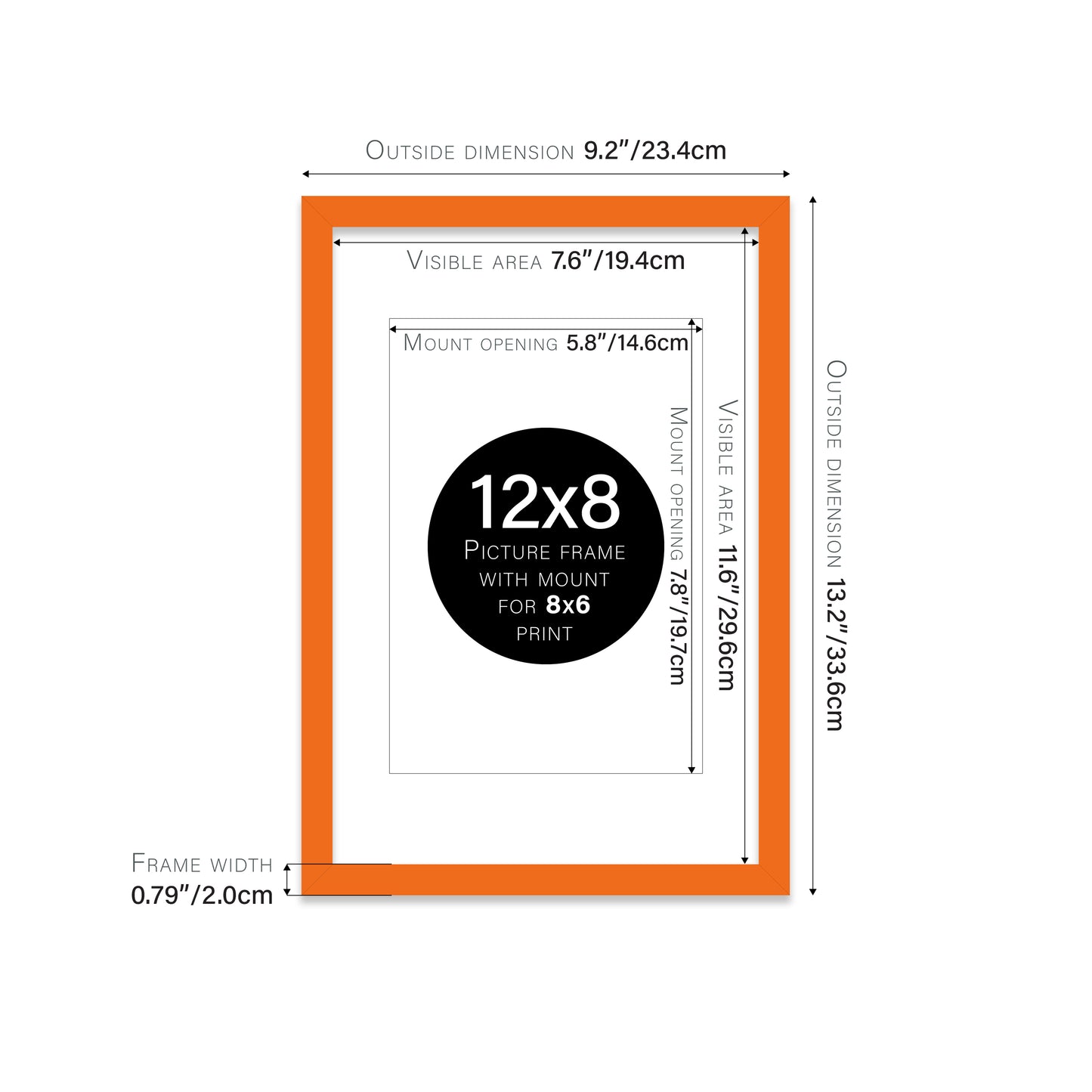 Orange Picture Frame 20mm Edge