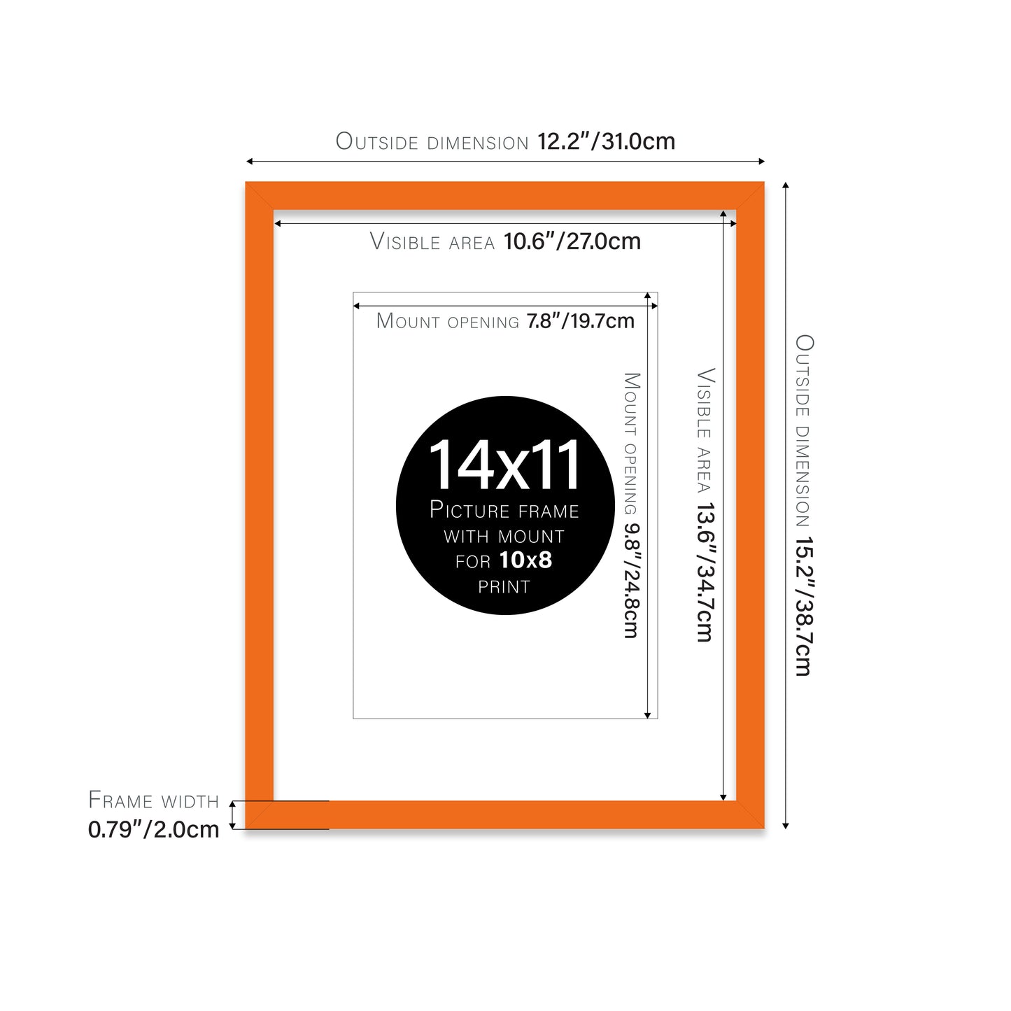 Orange Picture Frame 20mm Edge