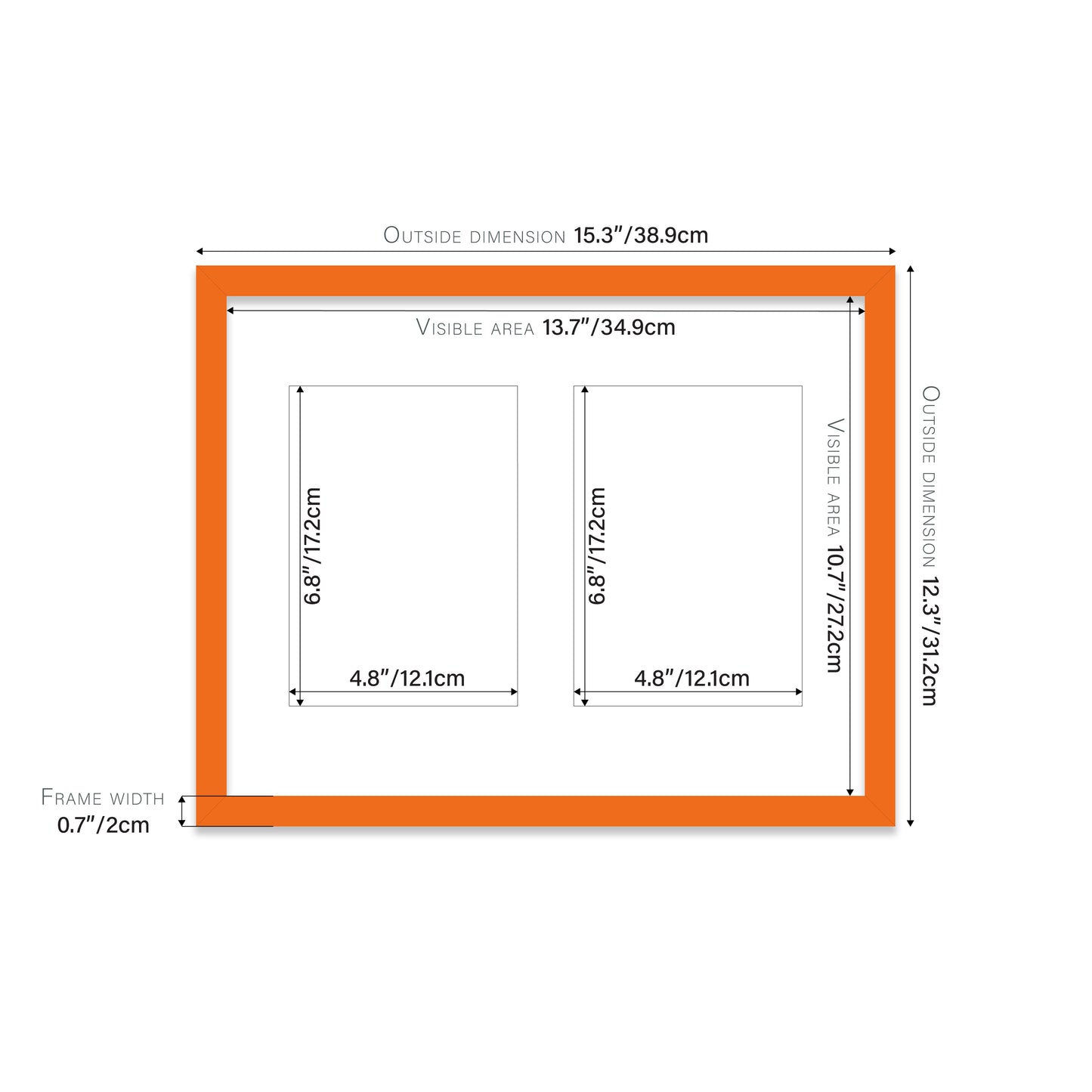 Orange Picture Frame 20mm Edge