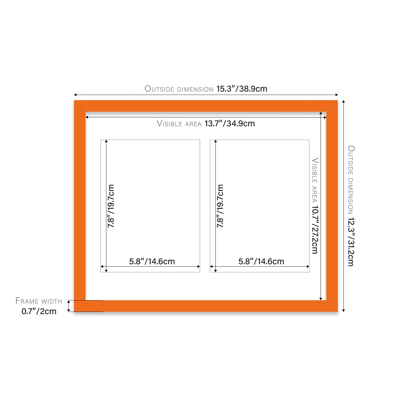 Orange Picture Frame 20mm Edge
