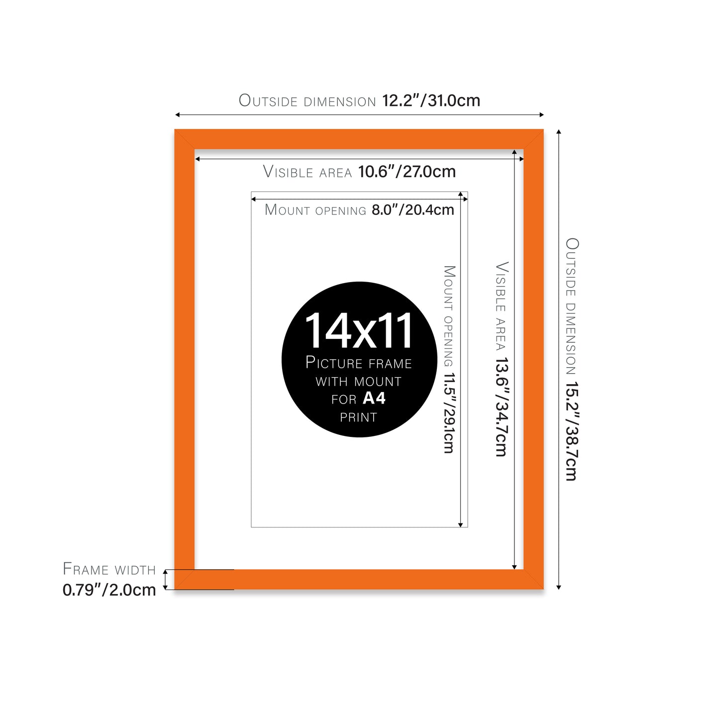 Orange Picture Frame 20mm Edge