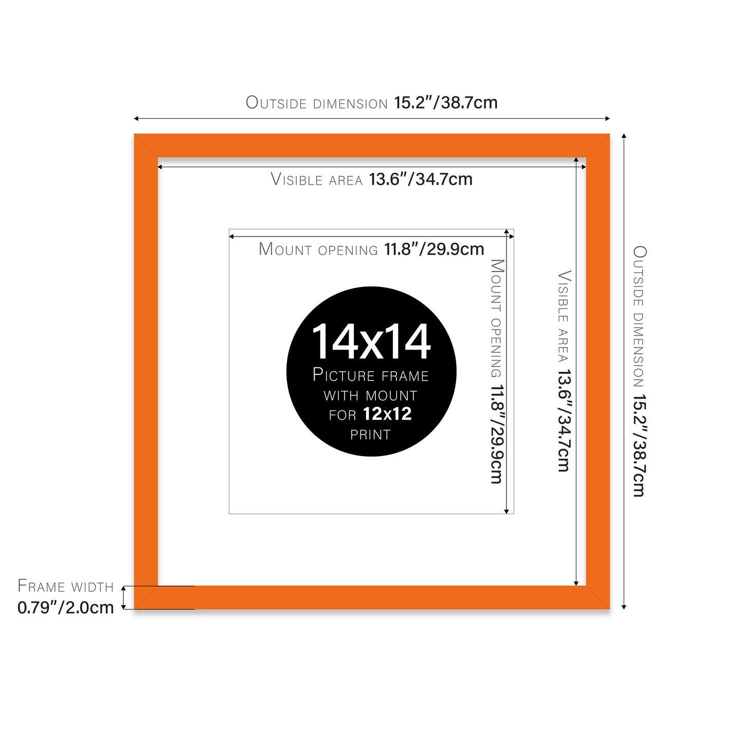 Orange Picture Frame 20mm Edge