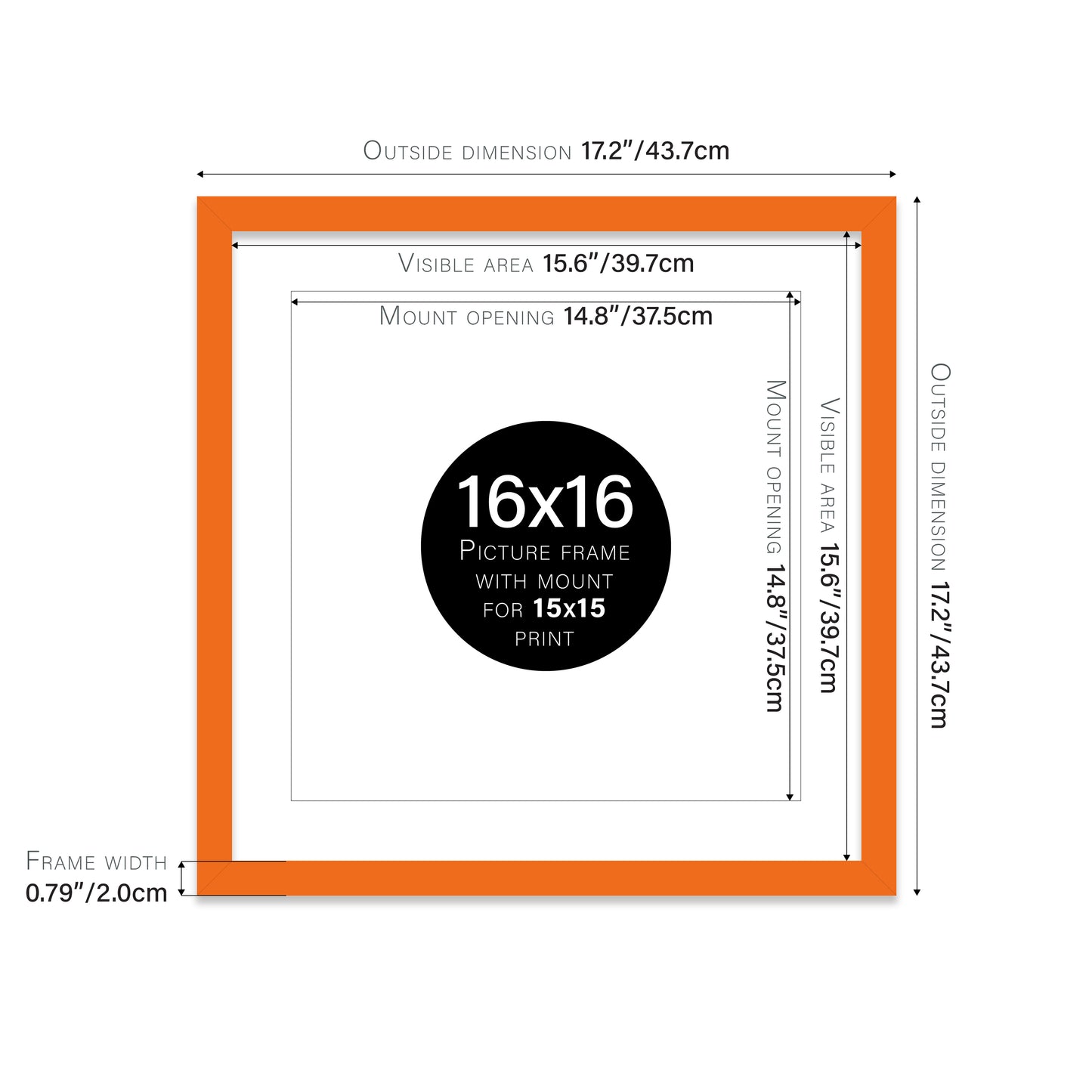 Orange Picture Frame 20mm Edge