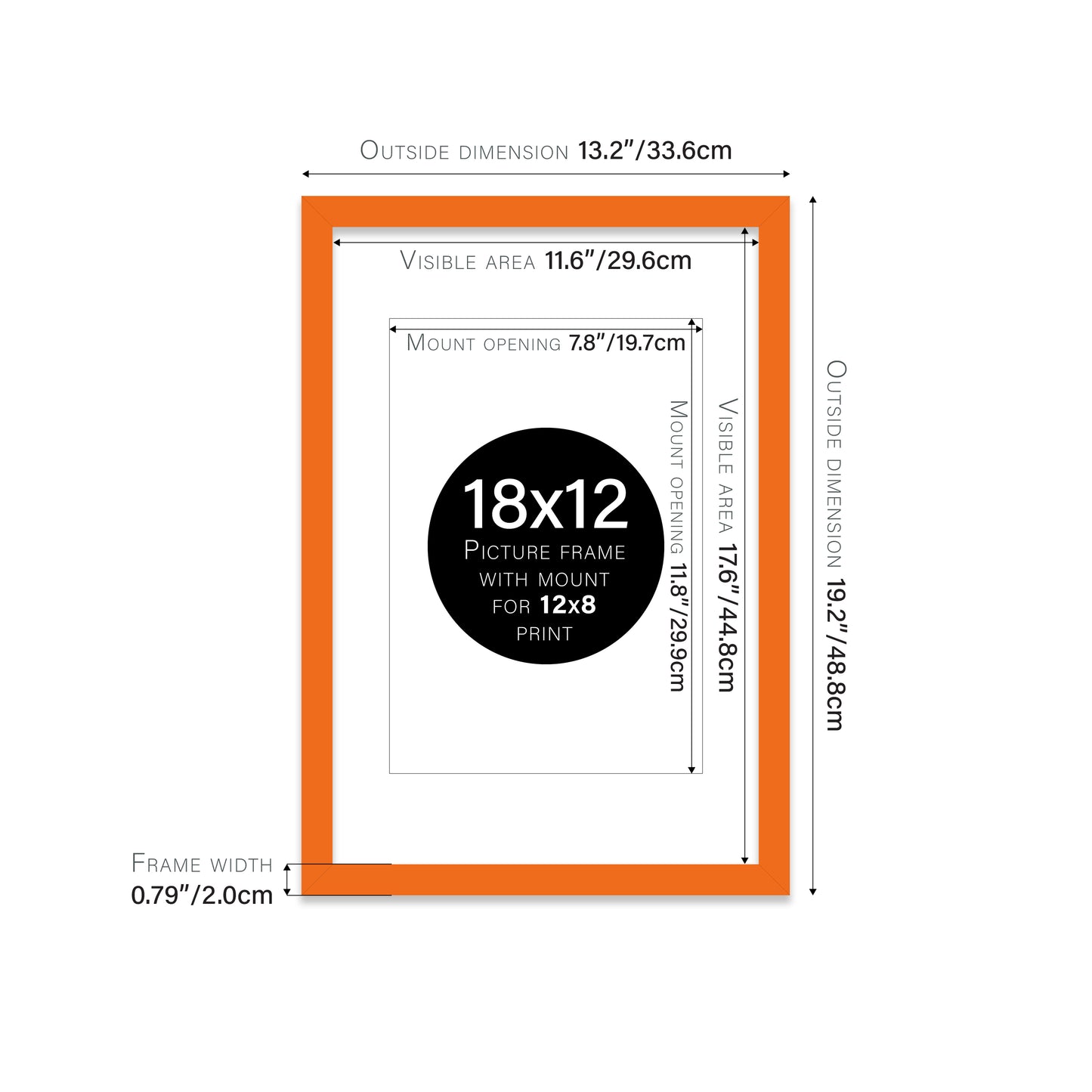 Orange Picture Frame 20mm Edge