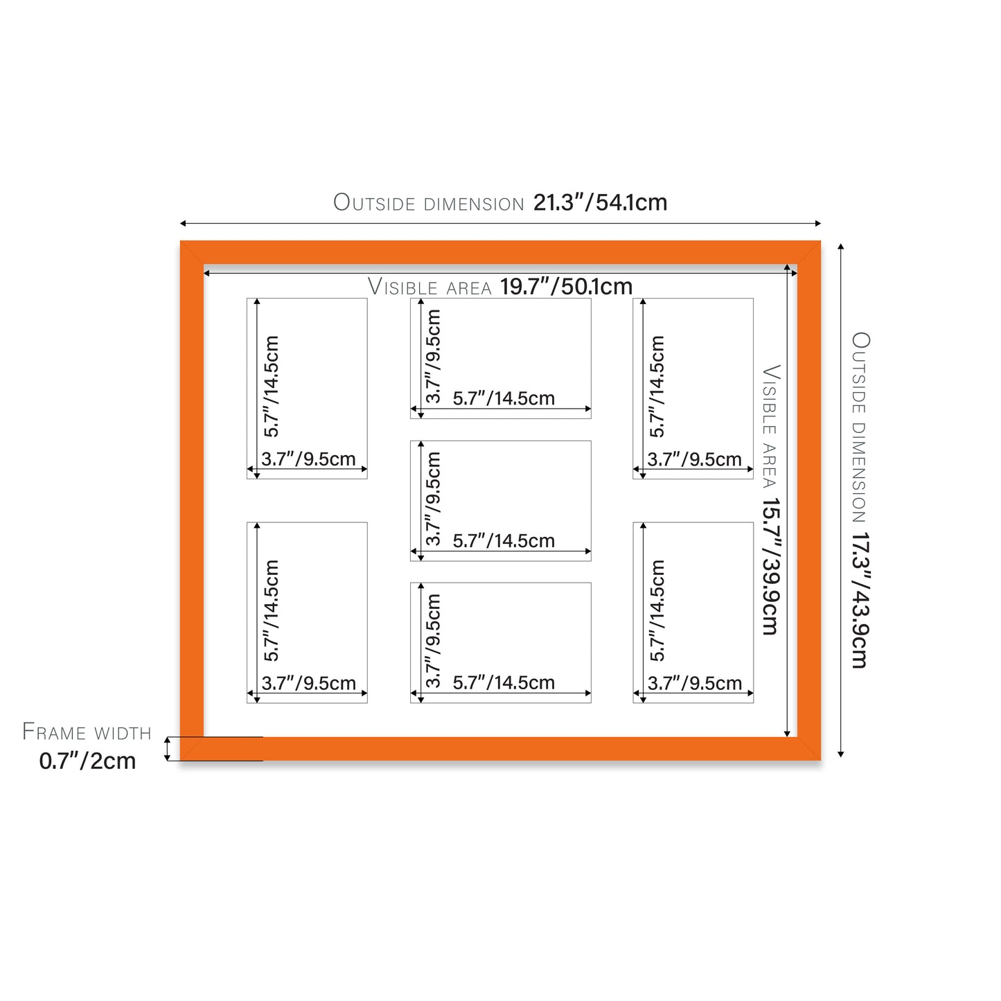 Orange Picture Frame 20mm Edge